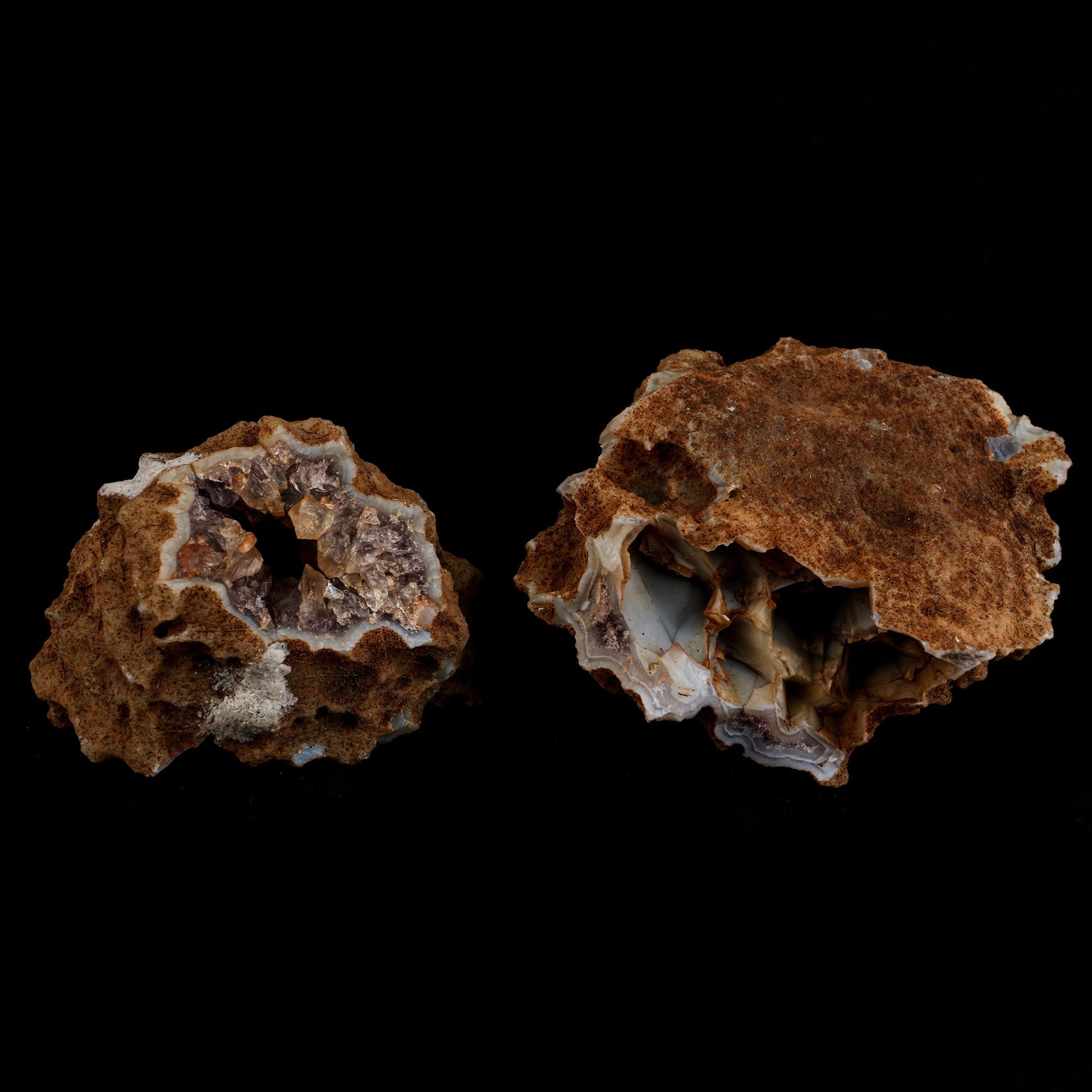Amethyst Purple Crystals Geode (2 Halves ) Natural Mineral Specimen #…  https://www.superbminerals.us/products/amethyst-purple-crystals-geode-2-halves-natural-mineral-specimen-b-5114  Features: An extremely stylish piece highlighting two parts of an Amethyst Geode. The Amethyst crystals are on a Quartz which itself is on layers of clear, dark/blue Chalcedony. The tone, shine and differentiation is astonishing. Furthermore, to see two coordinated parts showed is an eye-catcher. 