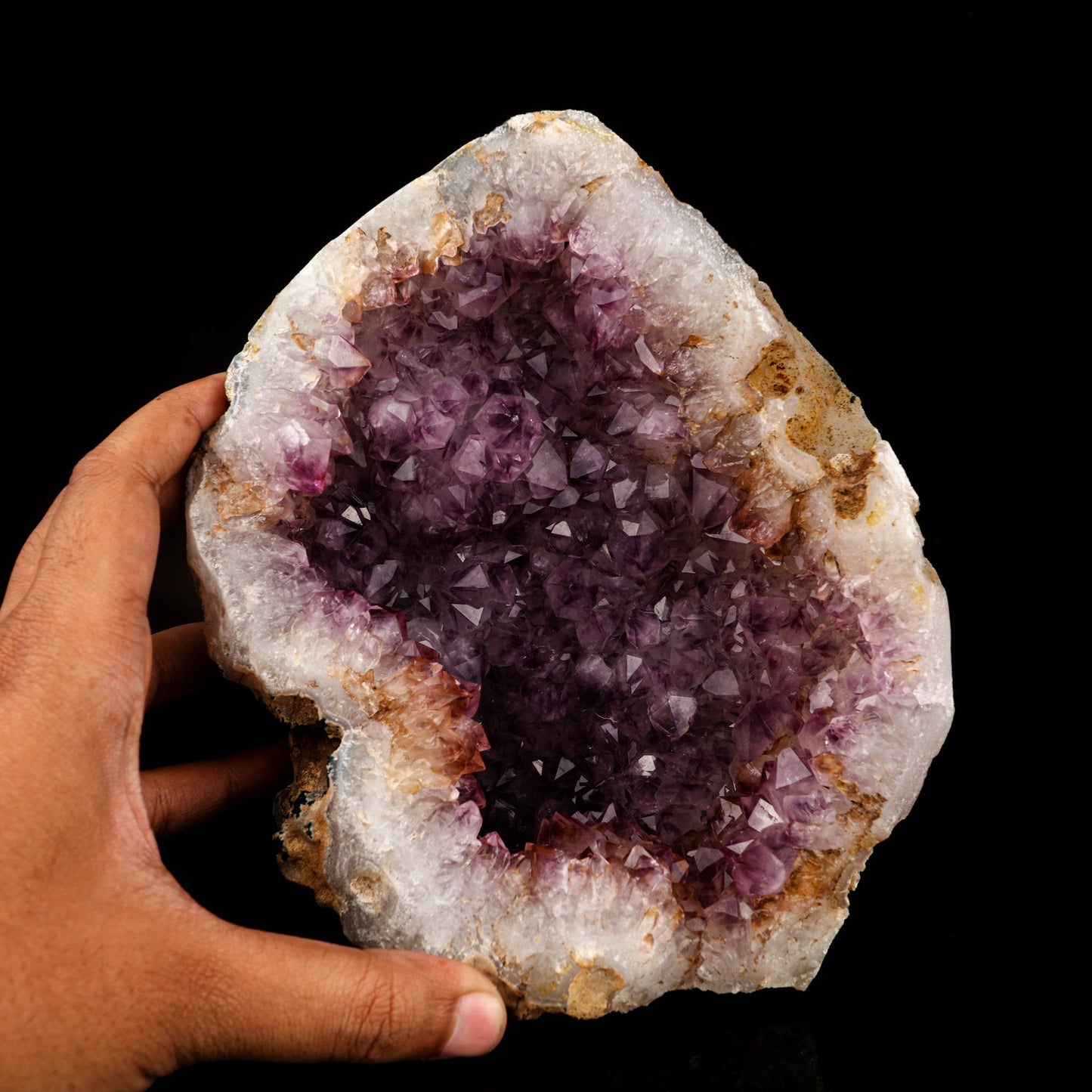 Amethyst Sparkling Crystals Geode in Half Self Standing Natural Mineral Specimen # B 6276 Amethyst Superb Minerals 