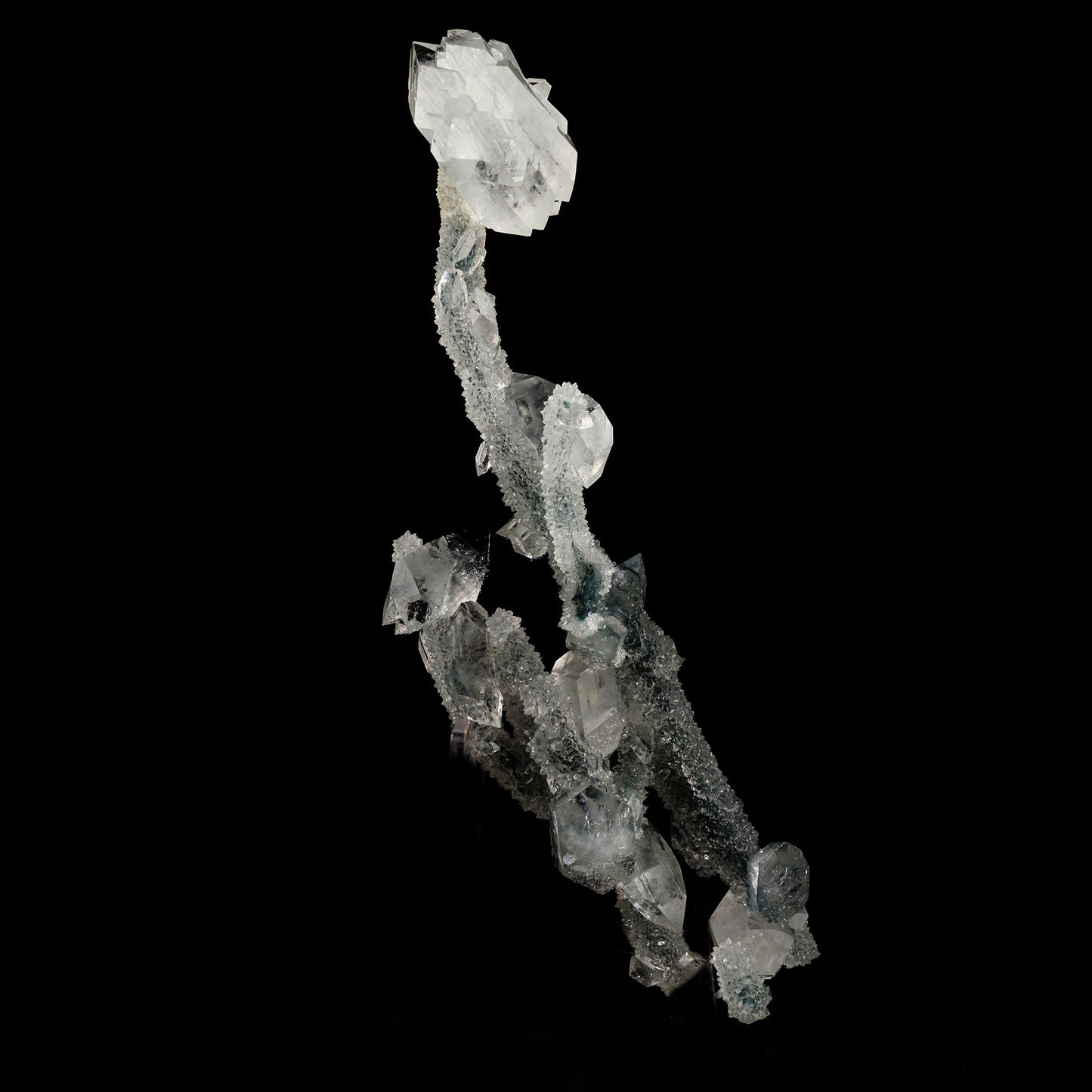 Apophyllite Crystals on Sparkling MM Quartz Stalactite Natural Mineral Specimen # B 6079 Apophyllite Superb Minerals 