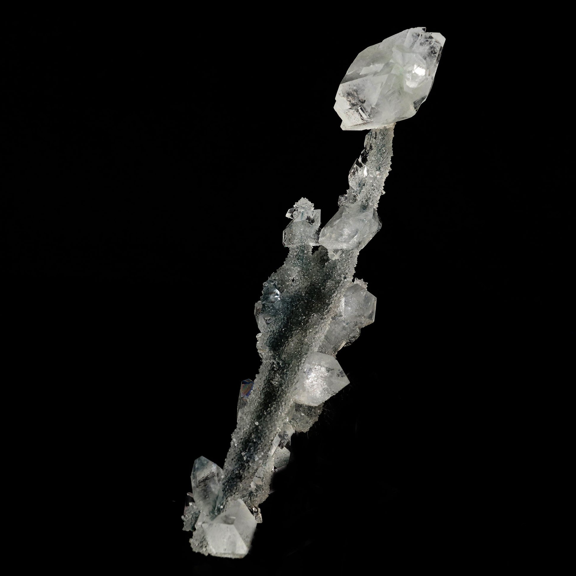 Apophyllite Crystals on Sparkling MM Quartz Stalactite Natural Mineral Specimen # B 6079 Apophyllite Superb Minerals 