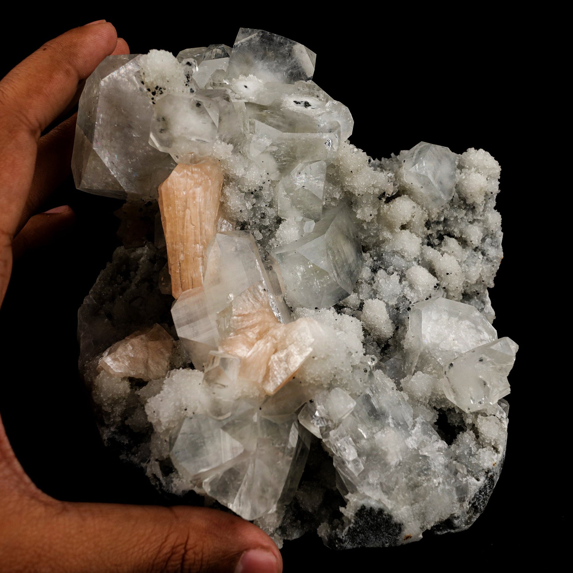 Apophyllite Cubes with Stilbite and Chalcedony Natural Mineral Specimen # B 5512 scolecite Superb Minerals 