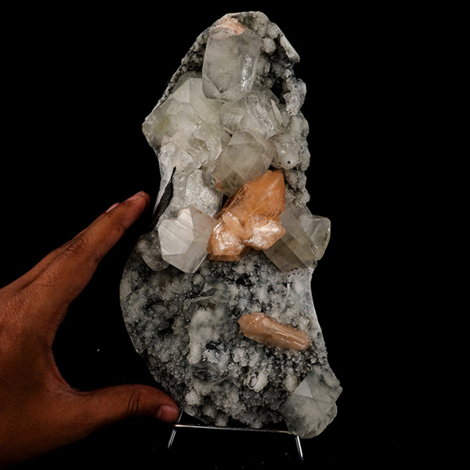 Apophyllite Cubes with stilbite on Chalcedony Natural Mineral Specimen # B 5542 Chalcedony Superb Minerals 