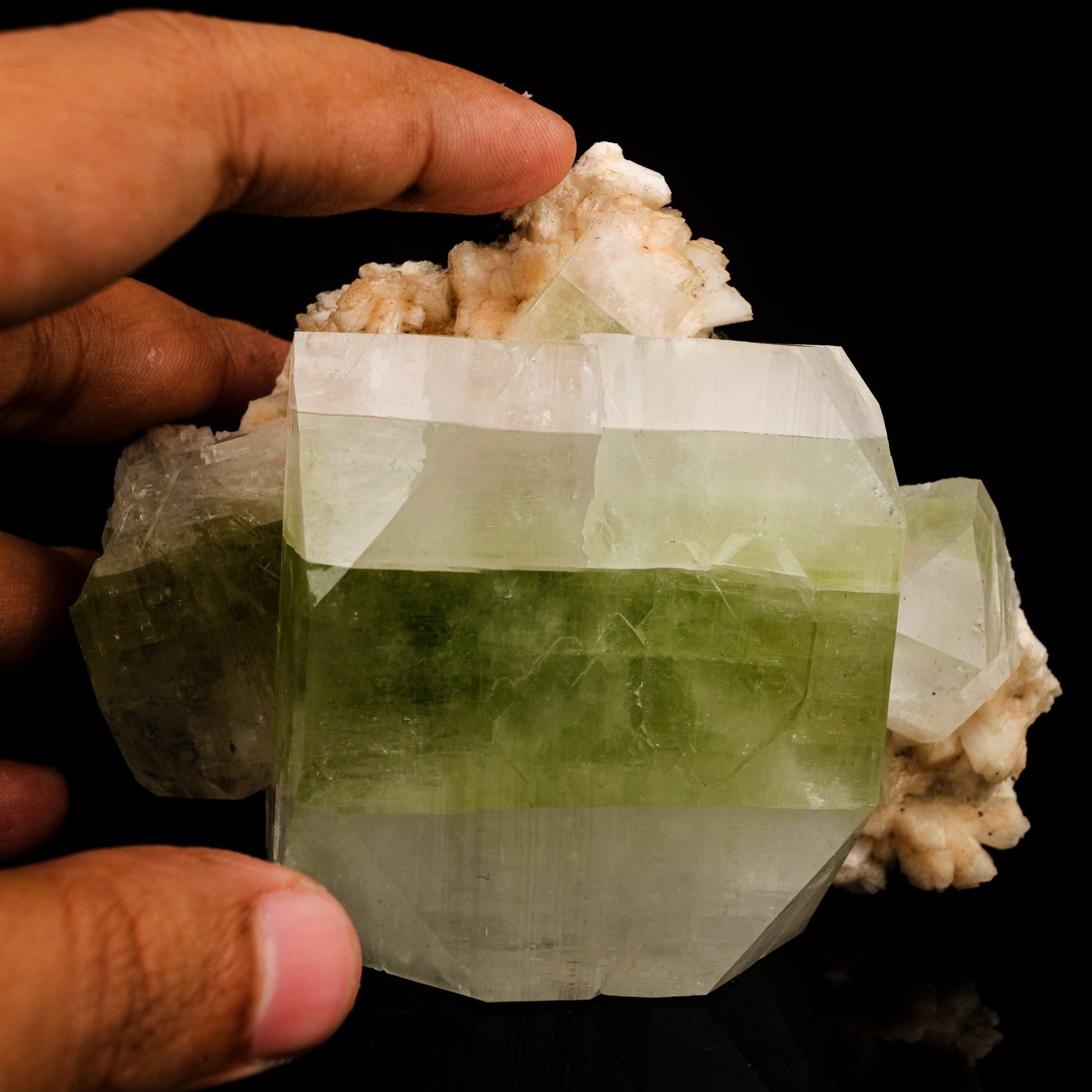 Apophyllite green cube with Heulandite Natural Mineral Specimen # B 5876 Apophyllite Superb Minerals 