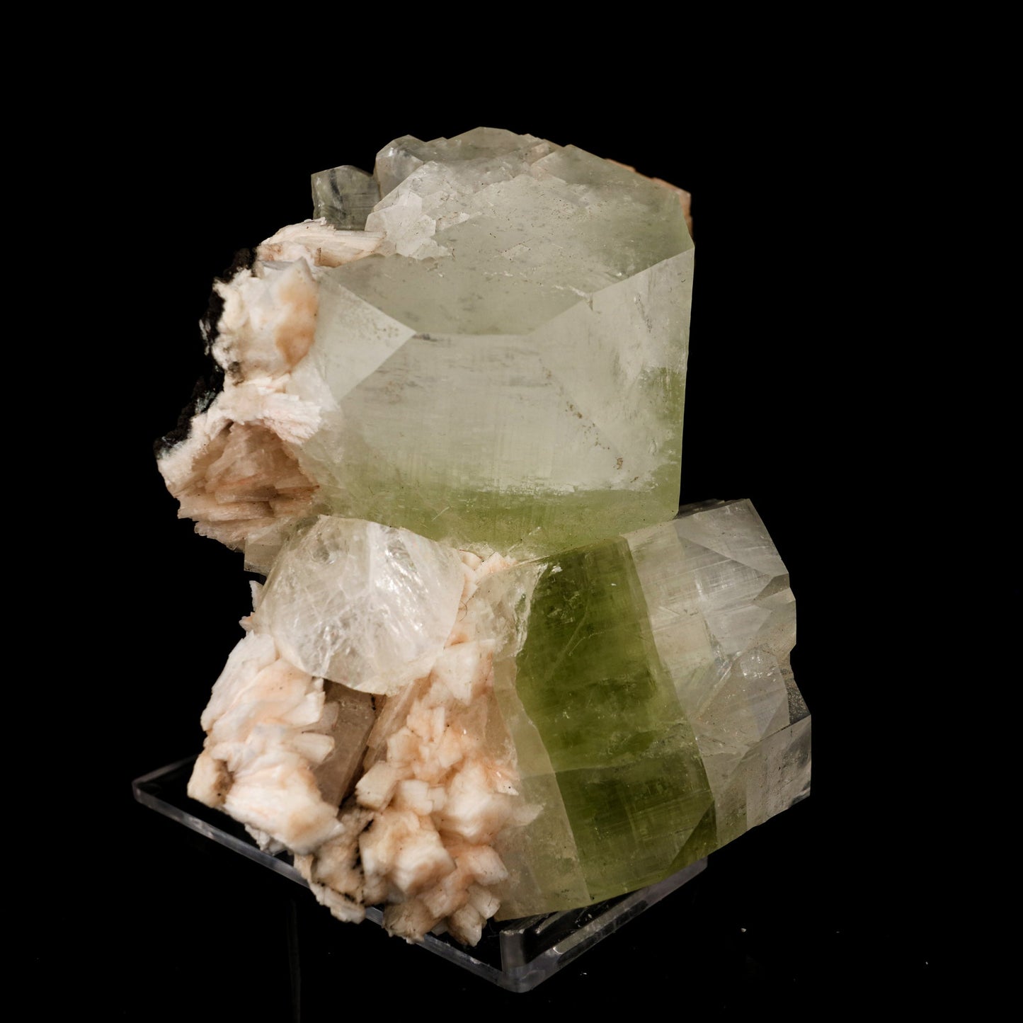 Apophyllite green cube with Heulandite Natural Mineral Specimen # B 5883 Apophyllite & Heulandite Superb Minerals 