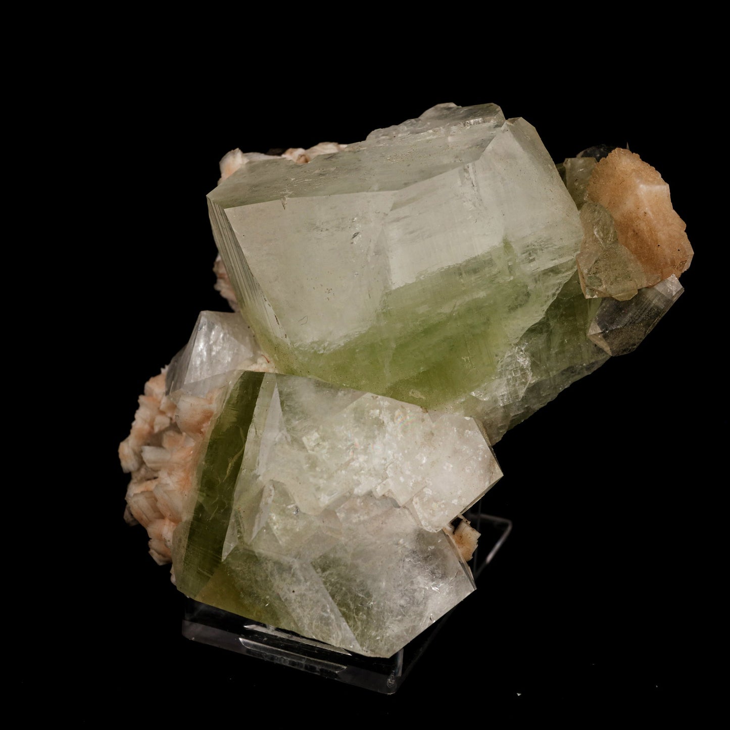 Apophyllite green cube with Heulandite Natural Mineral Specimen # B 5883 Apophyllite & Heulandite Superb Minerals 