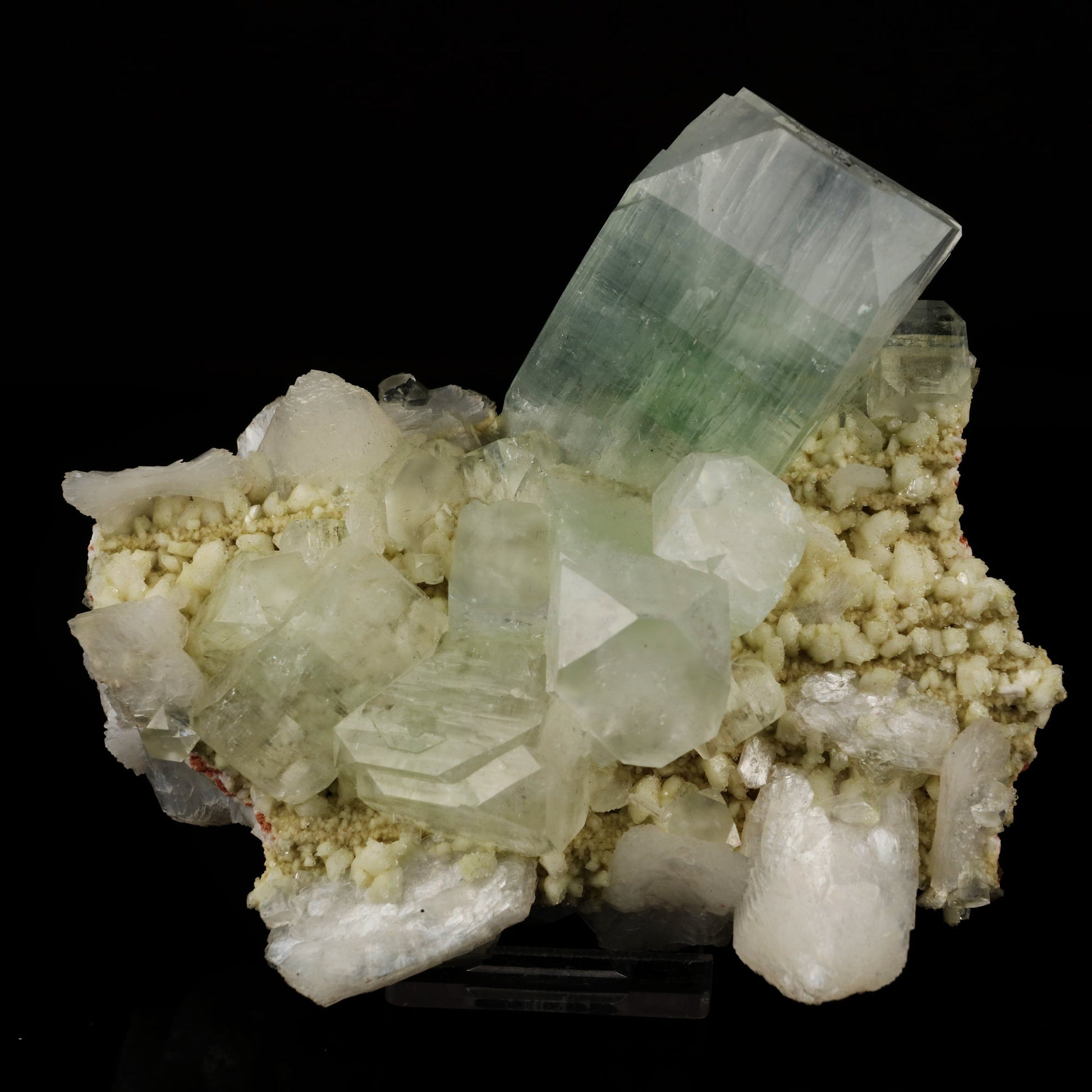 Apophyllite green cube with Stilbite Natural Mineral Specimen # B 5981 Apophyllite Superb Minerals 