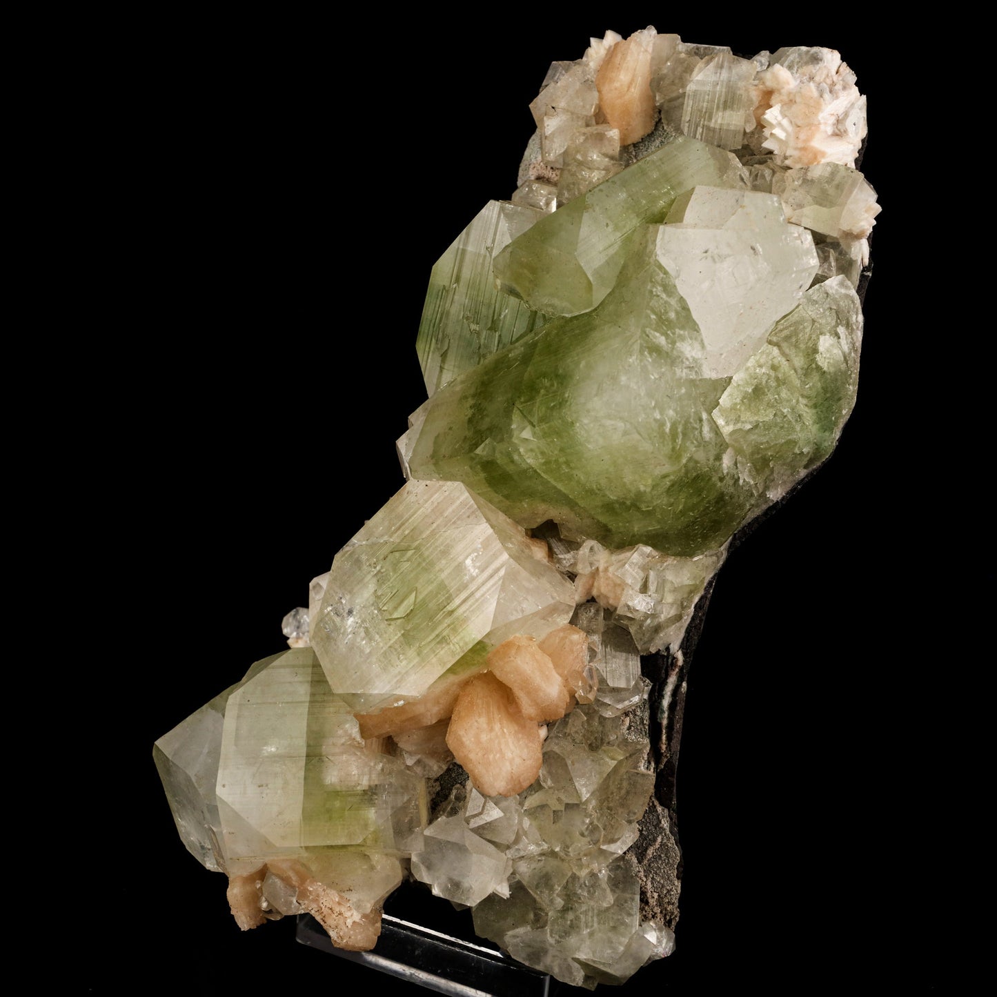 Apophyllite green cube with Stilbite Natural Mineral Specimen # B 6036 Apophyllite & Stilbite Superb Minerals 