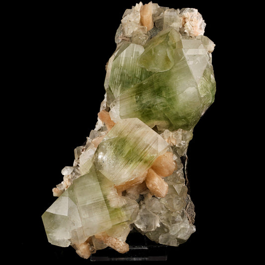 Apophyllite green cube with Stilbite Natural Mineral Specimen # B 6036 Apophyllite & Stilbite Superb Minerals 