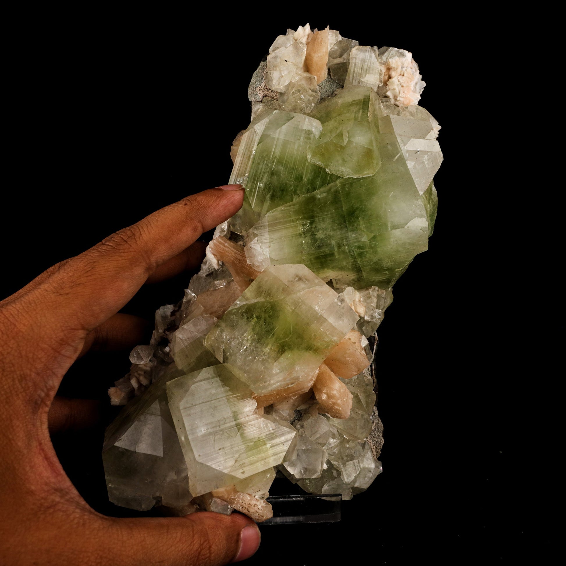 Apophyllite green cube with Stilbite Natural Mineral Specimen # B 6036 Apophyllite & Stilbite Superb Minerals 