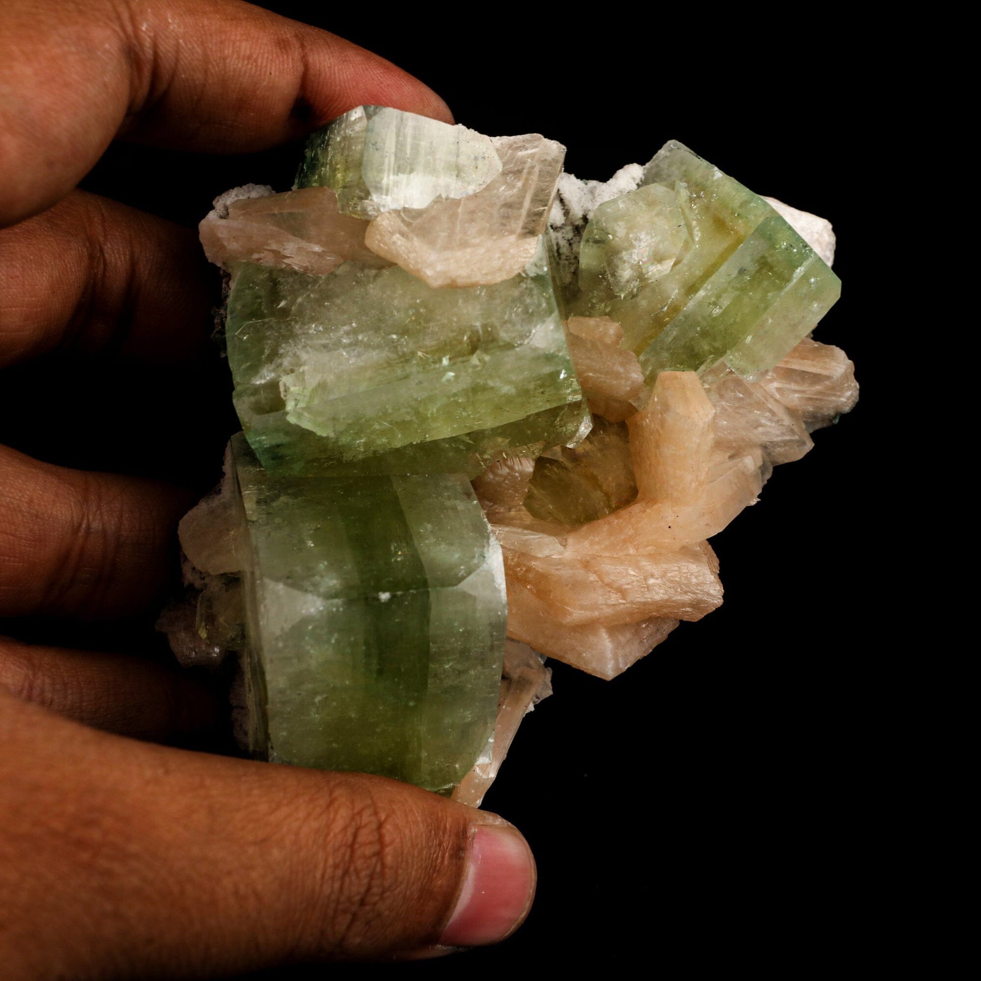 Apophyllite green cube with Stilbite Natural Mineral Specimen # B 6498 Apophyllite Superb Minerals 