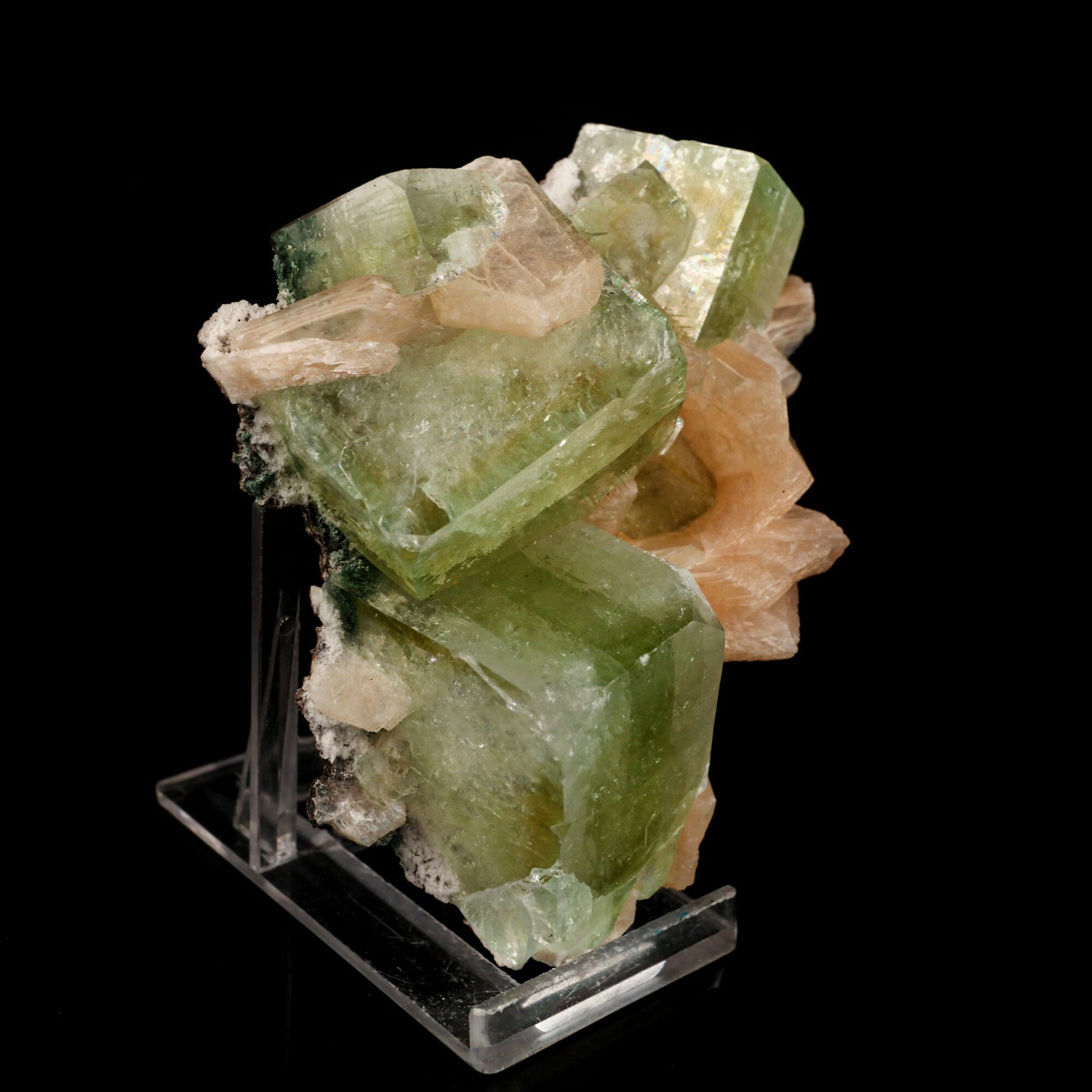 Apophyllite green cube with Stilbite Natural Mineral Specimen # B 6498 Apophyllite Superb Minerals 