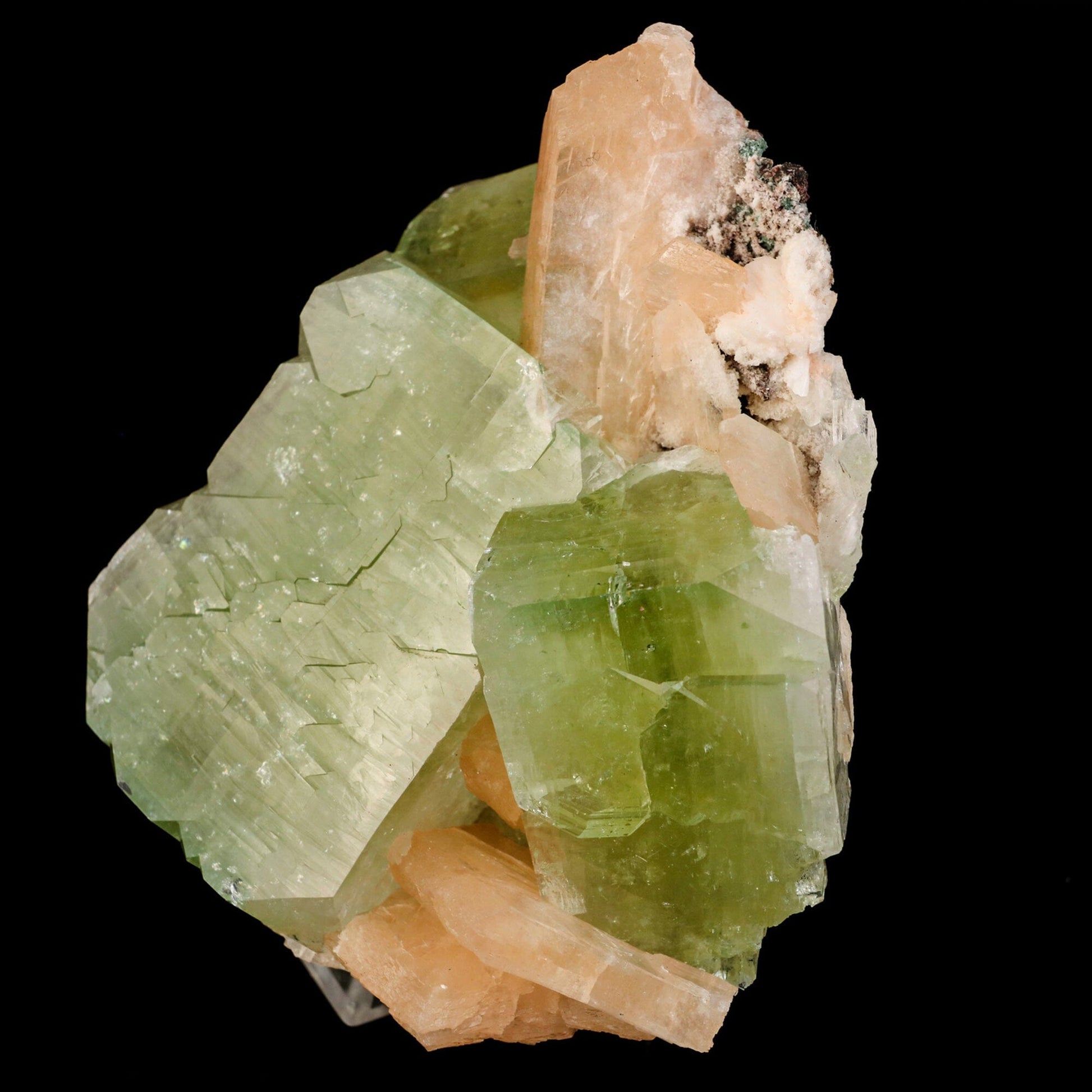 Apophyllite green cube with Stilbite Natural Mineral Specimen # B 6506 Cavansite Superb Minerals 