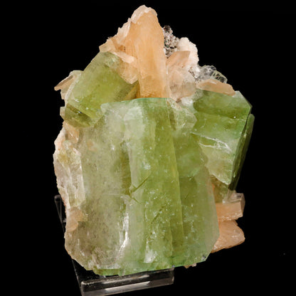 Apophyllite green cube with Stilbite Natural Mineral Specimen # B 6506 Cavansite Superb Minerals 