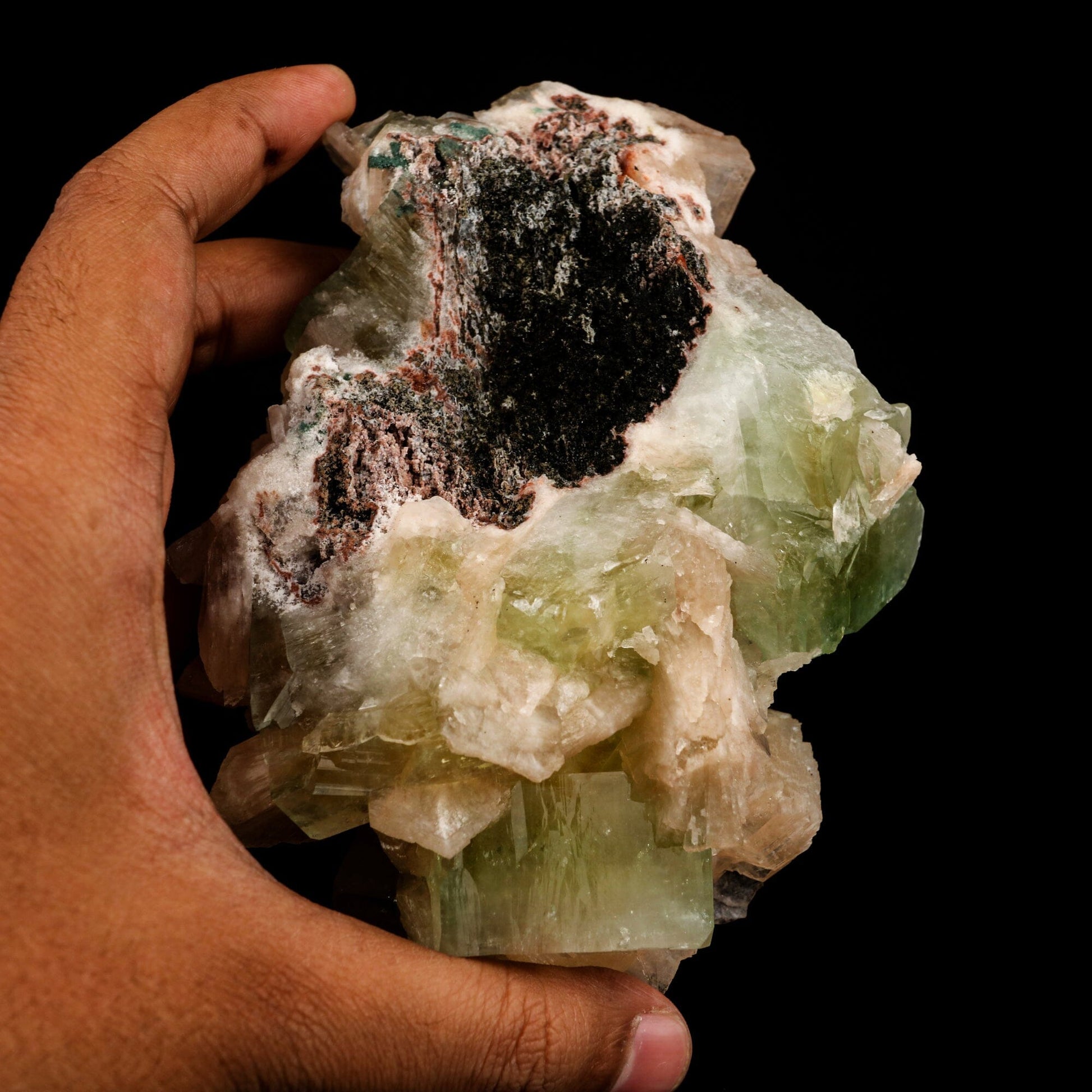 Apophyllite green cube with Stilbite Natural Mineral Specimen # B 6508 Apophyllite Superb Minerals 