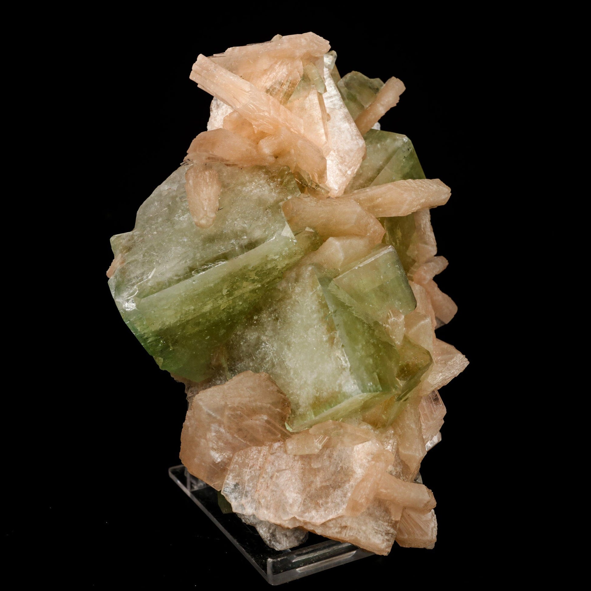Apophyllite green cube with Stilbite Natural Mineral Specimen # B 6508 Apophyllite Superb Minerals 