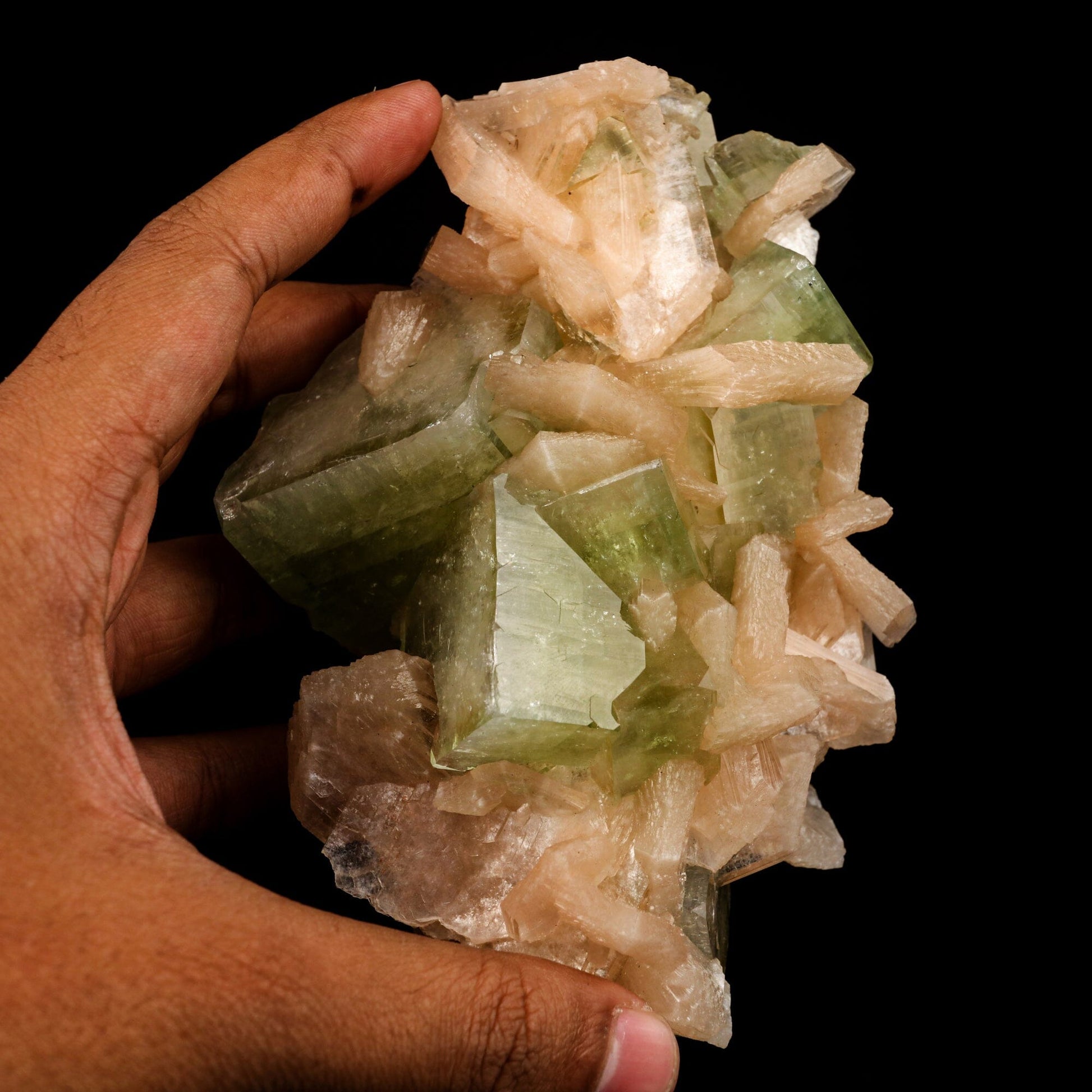 Apophyllite green cube with Stilbite Natural Mineral Specimen # B 6508 Apophyllite Superb Minerals 