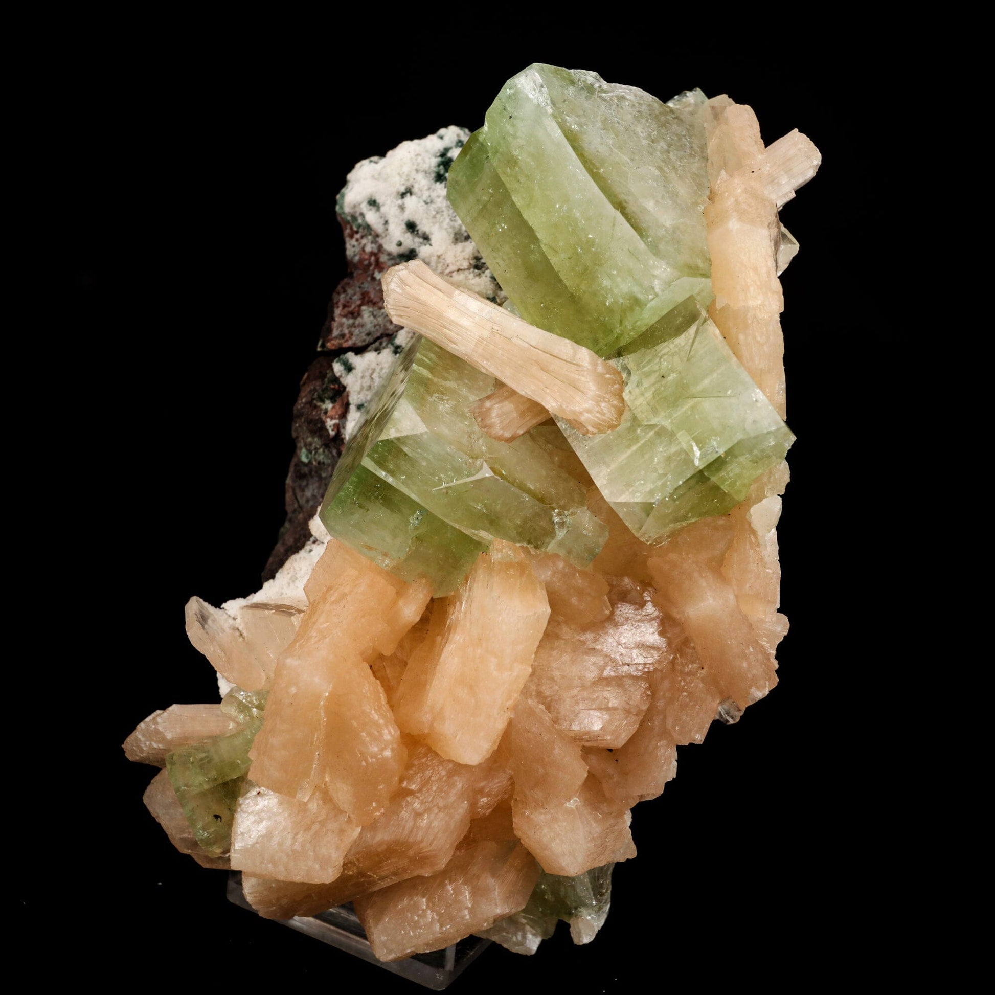 Apophyllite green cube with Stilbite Natural Mineral Specimen # B 6511 Apophyllite Superb Minerals 