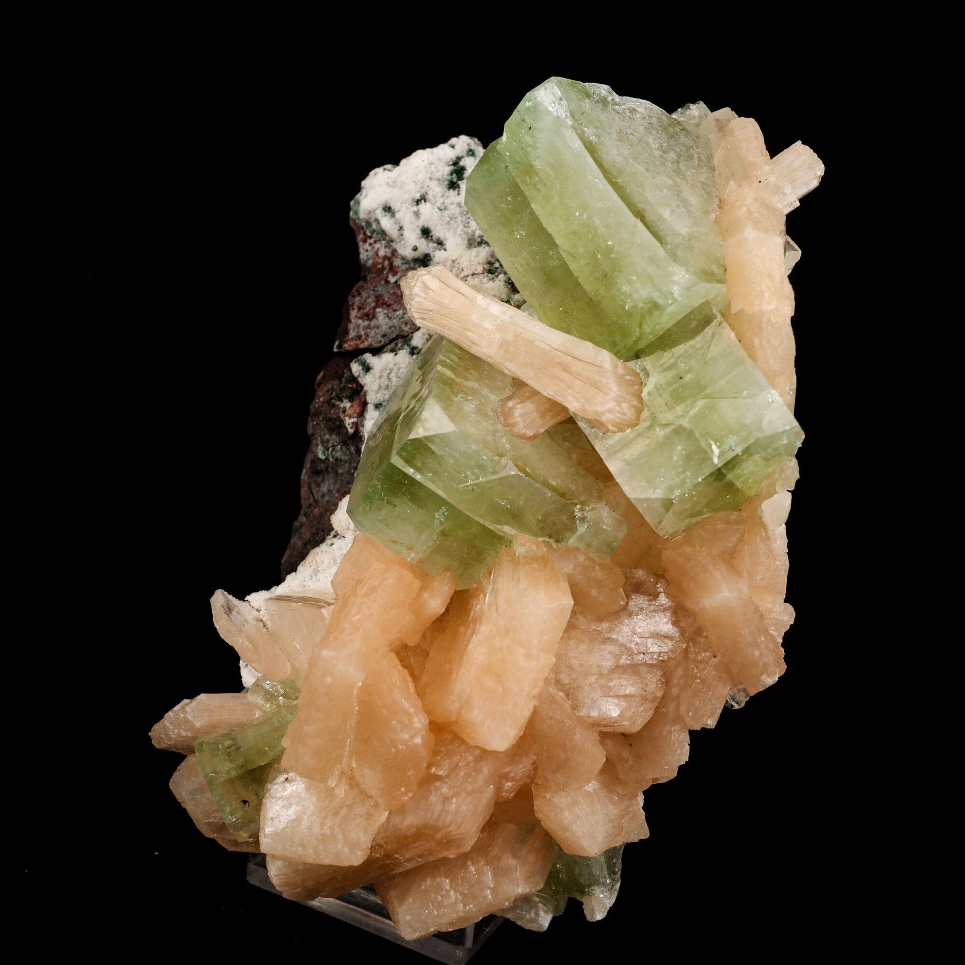 Apophyllite green cube with Stilbite Natural Mineral Specimen # B 6511 Apophyllite Superb Minerals 