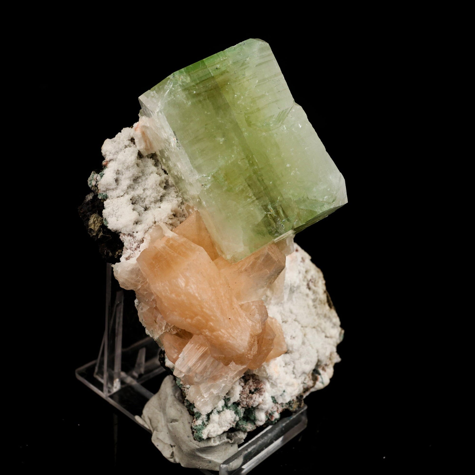 Apophyllite green cube with Stilbite Natural Mineral Specimen # B 6517 Apophyllite Superb Minerals 