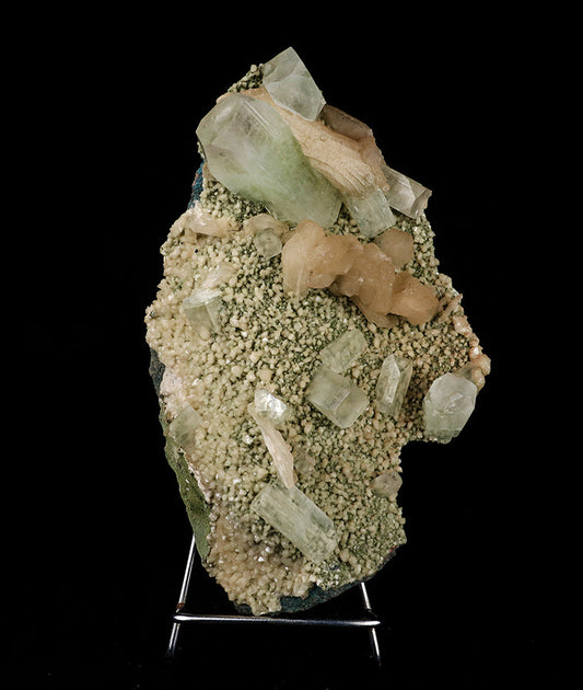Apophyllite green Cubes with Stilbite and Heulandite Natural Mineral Specimen # B 5518 Apophyllite Superb Minerals 