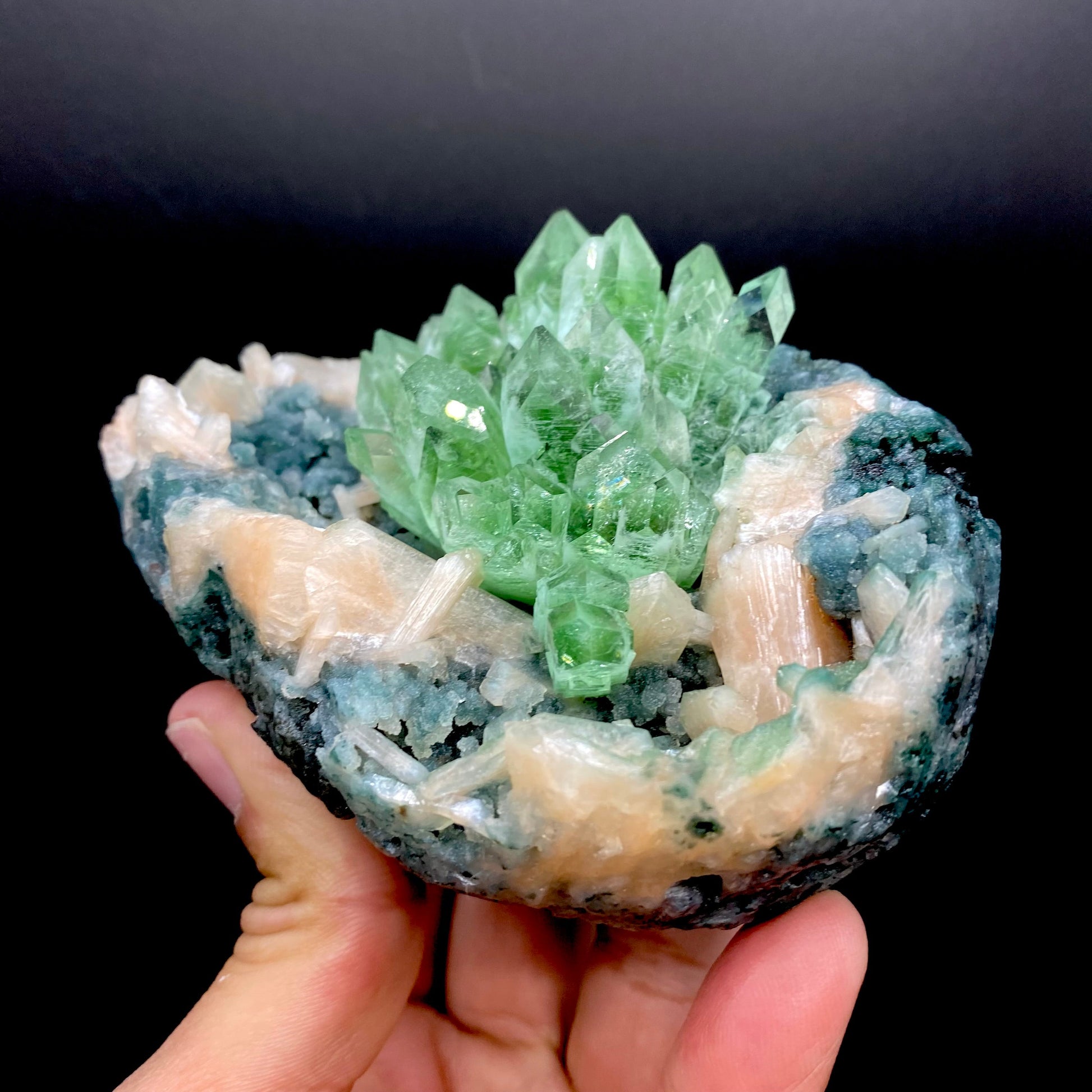 Apophyllite Green Flower on Chalcedony Natural Mineral Specimen # DK180 Apophyllite Superb Minerals 