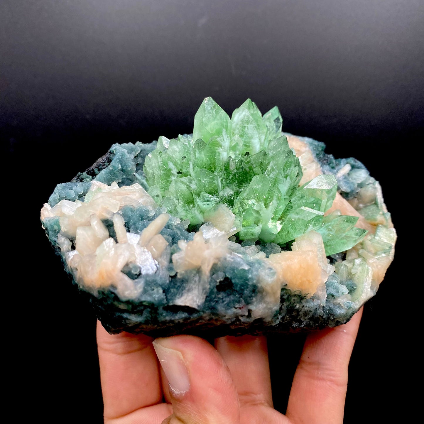 Apophyllite Green Flower on Chalcedony Natural Mineral Specimen # DK180 Apophyllite Superb Minerals 