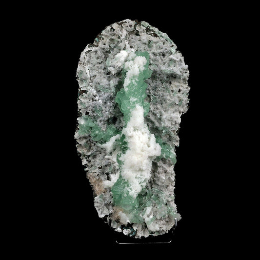 Apophyllite Green with Scolecite on Chalcedony Attention Grabber # B 3…  https://www.superbminerals.us/products/apophyllite-green-with-scolecite-on-chalcedony-attaintion-graber-b-3744  Features:A very aesthetic piece featuring a matrix densely coated with miniature, sparkling mint crystals with a numerous of lustrous, larger light-green to green Apophyllite crystals on white chalcedony matrix, all hosting a line of transparent, mint-green Apophyllite pointed crystals ascending to the top of the piece