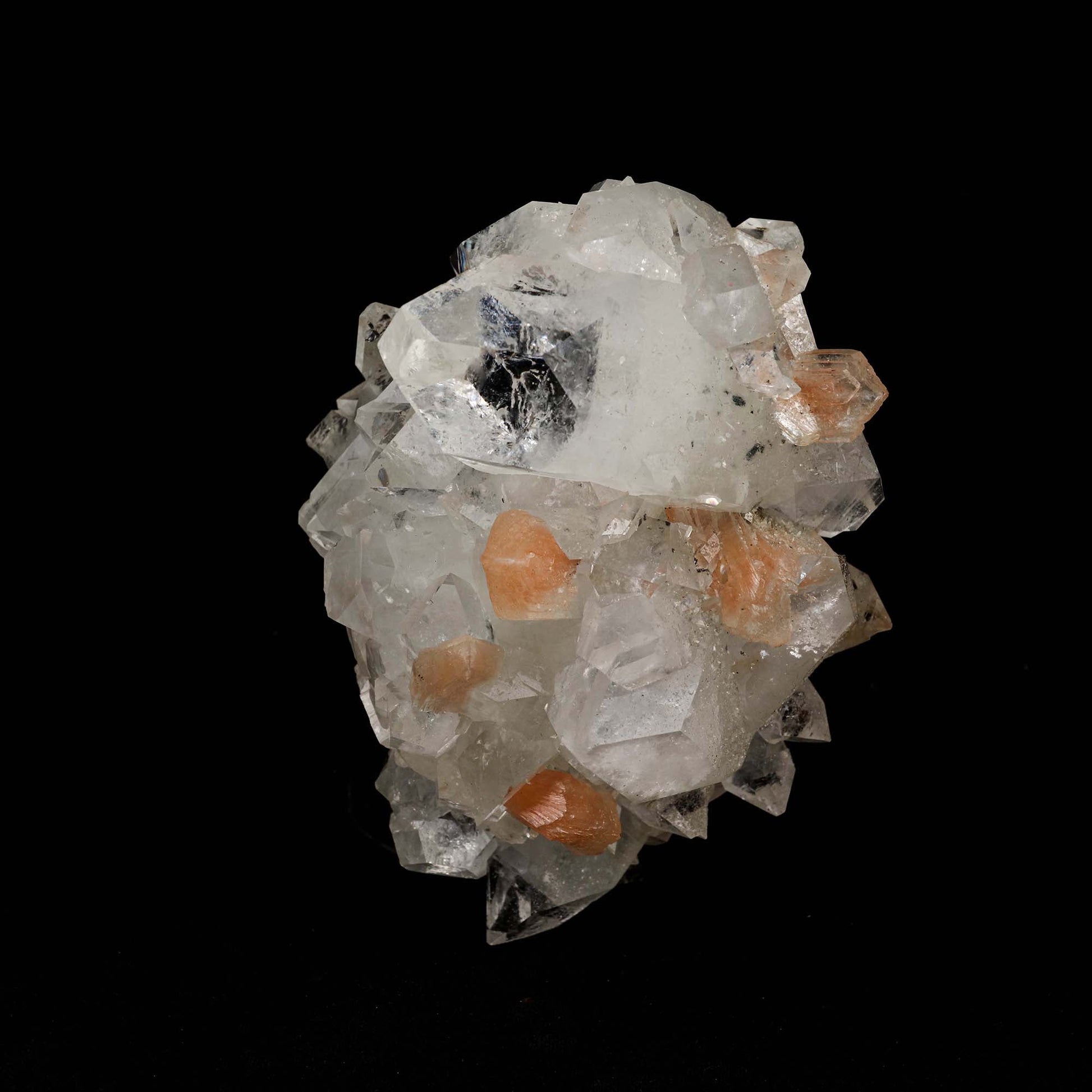 Apophyllite Sprakling with Stilbite Natural Mineral Specimen # B 5193  https://www.superbminerals.us/products/apophyllite-sprakling-with-stilbite-natural-mineral-specimen-b-5193  Features: Beautiful specimen of gem clear Fluorapophyllite crystals with Stilbite from Jalgaon District, Maharashtra, India. The specimen consists of striking, strongly lustrous, transparent and gem, Fluorapophyllite crystals growing in a sculptural shape. The quality of the Fluorapophyllite is very good - transparent