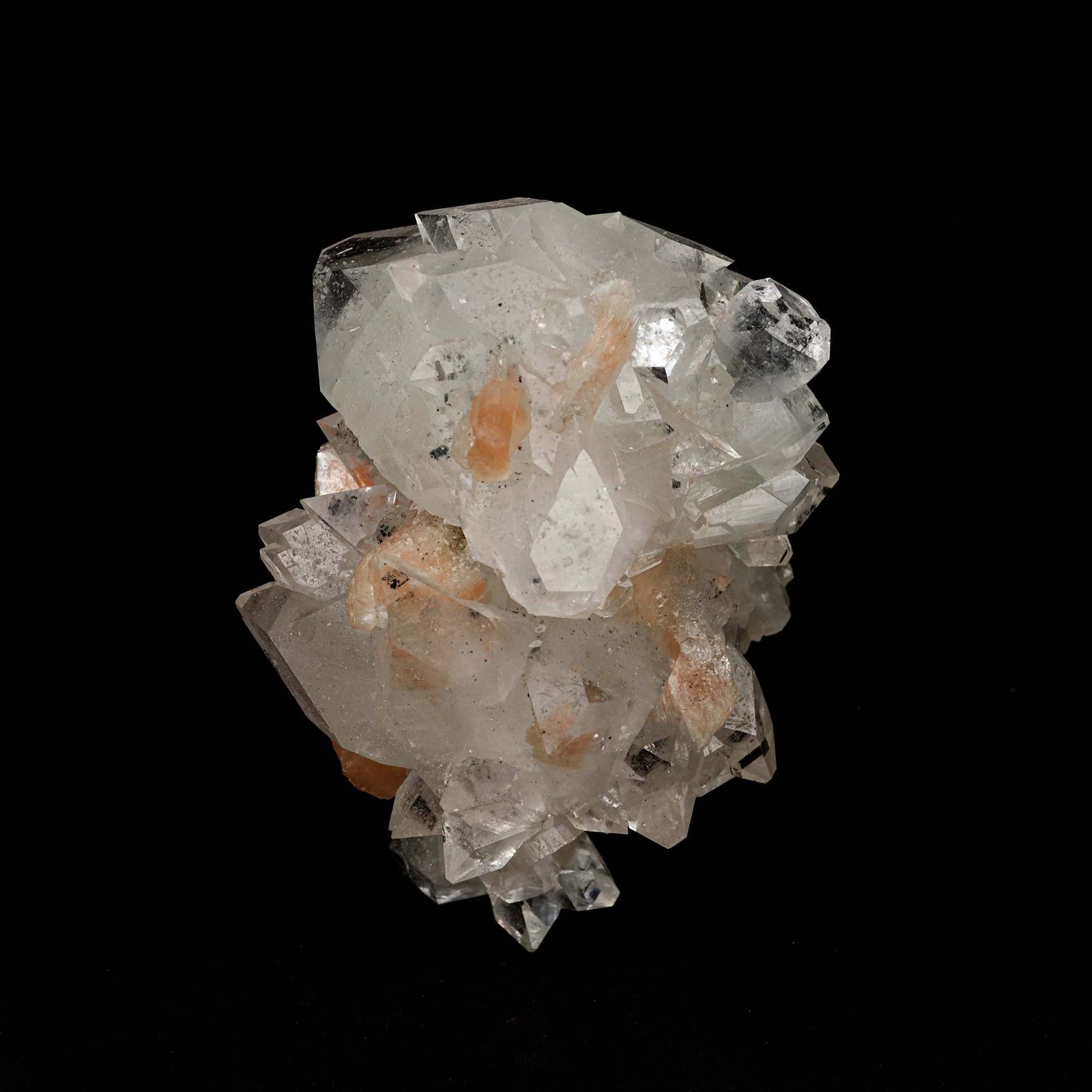 Apophyllite Sprakling with Stilbite Natural Mineral Specimen # B 5193  https://www.superbminerals.us/products/apophyllite-sprakling-with-stilbite-natural-mineral-specimen-b-5193  Features: Beautiful specimen of gem clear Fluorapophyllite crystals with Stilbite from Jalgaon District, Maharashtra, India. The specimen consists of striking, strongly lustrous, transparent and gem, Fluorapophyllite crystals growing in a sculptural shape. The quality of the Fluorapophyllite is very good - transparent