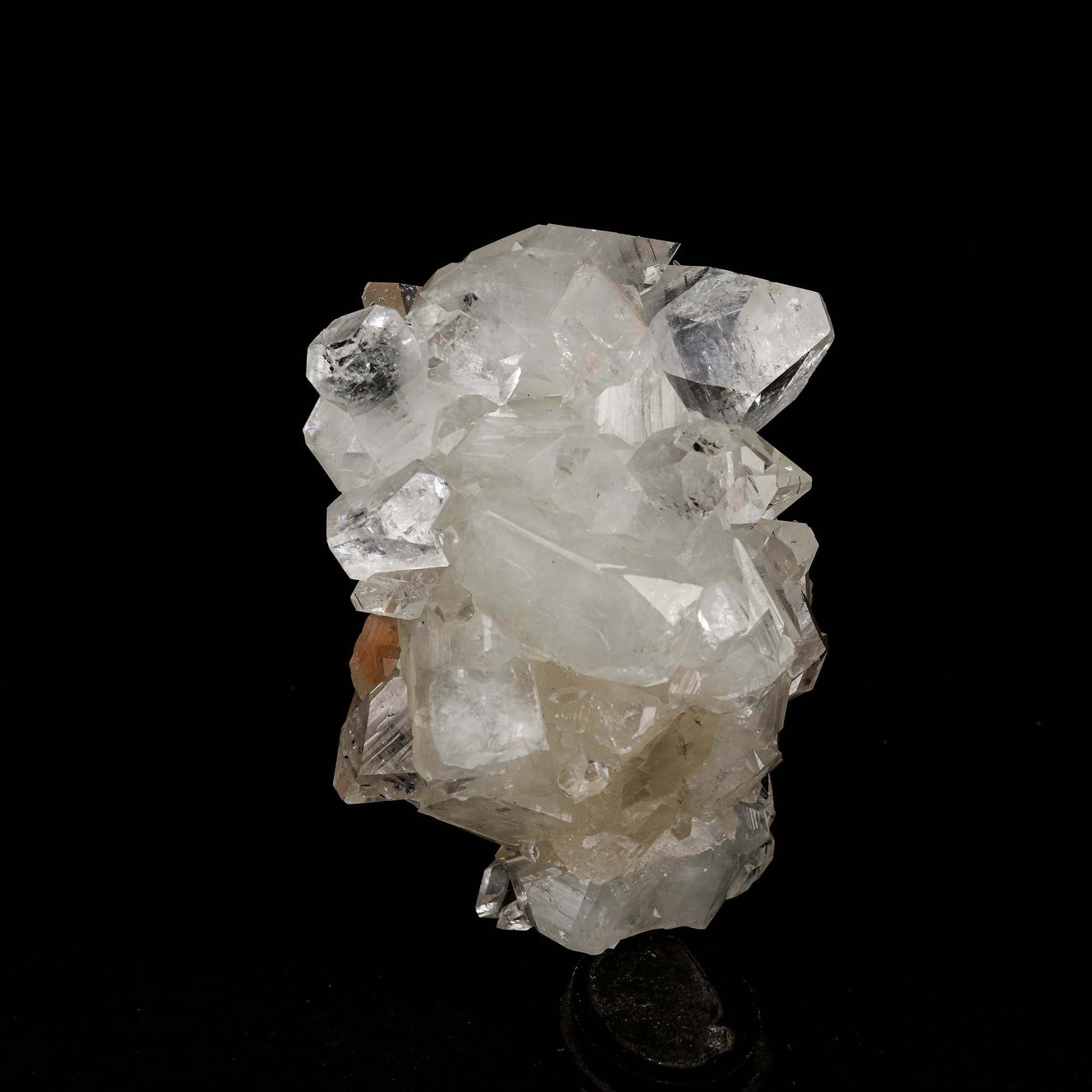 Apophyllite Sprakling with Stilbite Natural Mineral Specimen # B 5193  https://www.superbminerals.us/products/apophyllite-sprakling-with-stilbite-natural-mineral-specimen-b-5193  Features: Beautiful specimen of gem clear Fluorapophyllite crystals with Stilbite from Jalgaon District, Maharashtra, India. The specimen consists of striking, strongly lustrous, transparent and gem, Fluorapophyllite crystals growing in a sculptural shape. The quality of the Fluorapophyllite is very good - transparent