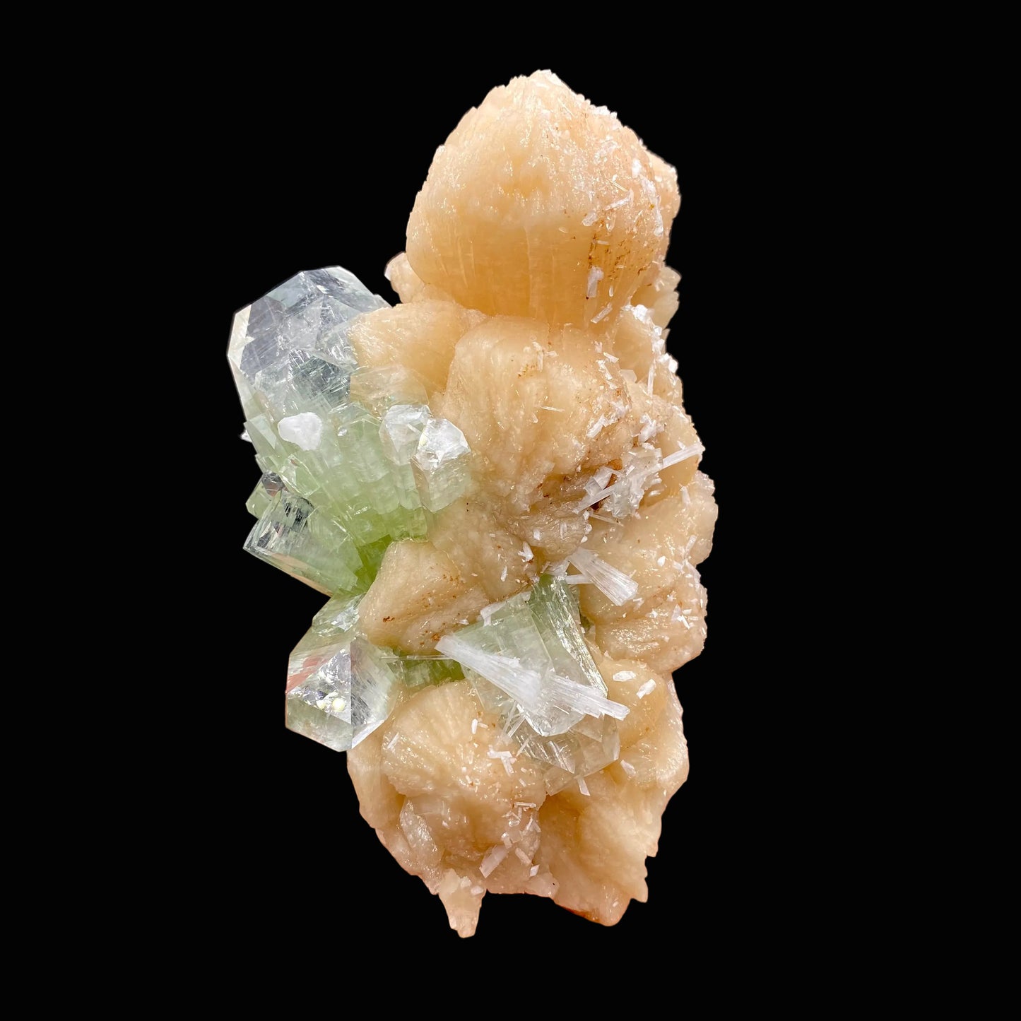 Belle apophyllite cube jaune avec stilbite Spécimen Belle apophyllite cube jaune avec stilbite Spécimen