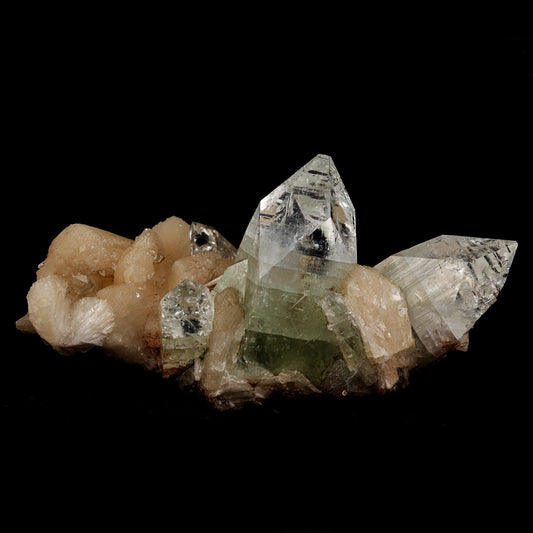 Bi- Colored Green Apophyllite with Stilbite Natural Mineral Specimen …  https://www.superbminerals.us/products/bi-colored-green-apophyllite-with-stilbite-natural-mineral-specimen-b-5102  Features: Rich green, extremely glassy, transparent apophyllite crystals from Jalgaon are arranged in a charming and aesthetically pleasing thumbnail spray. The spray is cleverly connected to iridescent stilbite blades, which add to the overall effect. The apophyllites are almost completely free of contamination.