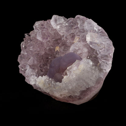 Blue Fluorite with Amethyst "Rare Find" Natural Mineral Specimen # B …  https://www.superbminerals.us/products/blue-fluorite-with-amethyst-rare-find-natural-mineral-specimen-b-4969  Features:This is a superb and unique piece featuring a large, complete and perfect spherical (botryoidal) formation of highly translucent blue colored Fluorite on a plate of lustrous amethyst. blue Fluorite spheres of this quality 