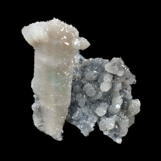 Calcite Coated Crystal on MM Quartz Natural Mineral Specimen # B 3629  https://www.superbminerals.us/products/calcite-coated-crystal-on-mm-quartz-natural-mineral-specimen-b-3629  Features:A bright white, microcrystalline Quartz stalactite naturally sculpture formation coated withcalcite crystals The combination and contrast along with the luster, color, and crystal formation are outstanding. A striking and aesthetic piece in excellent condition. Primary Mineral(s): Calcite