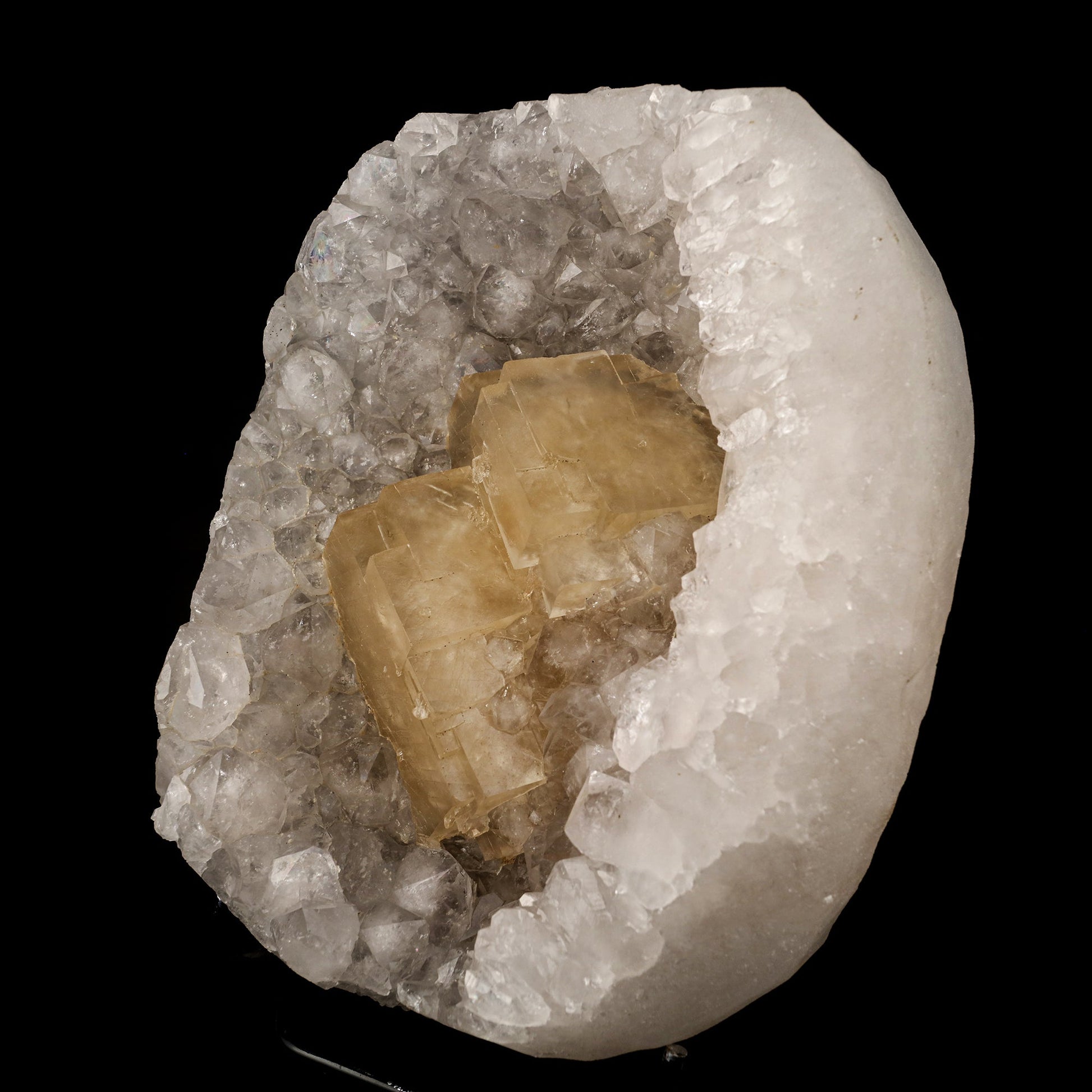 Calcite Crystals on Sparkling MM Quartz Stalactite Natural Mineral Specimen # B 6153 Calcite Superb Minerals 