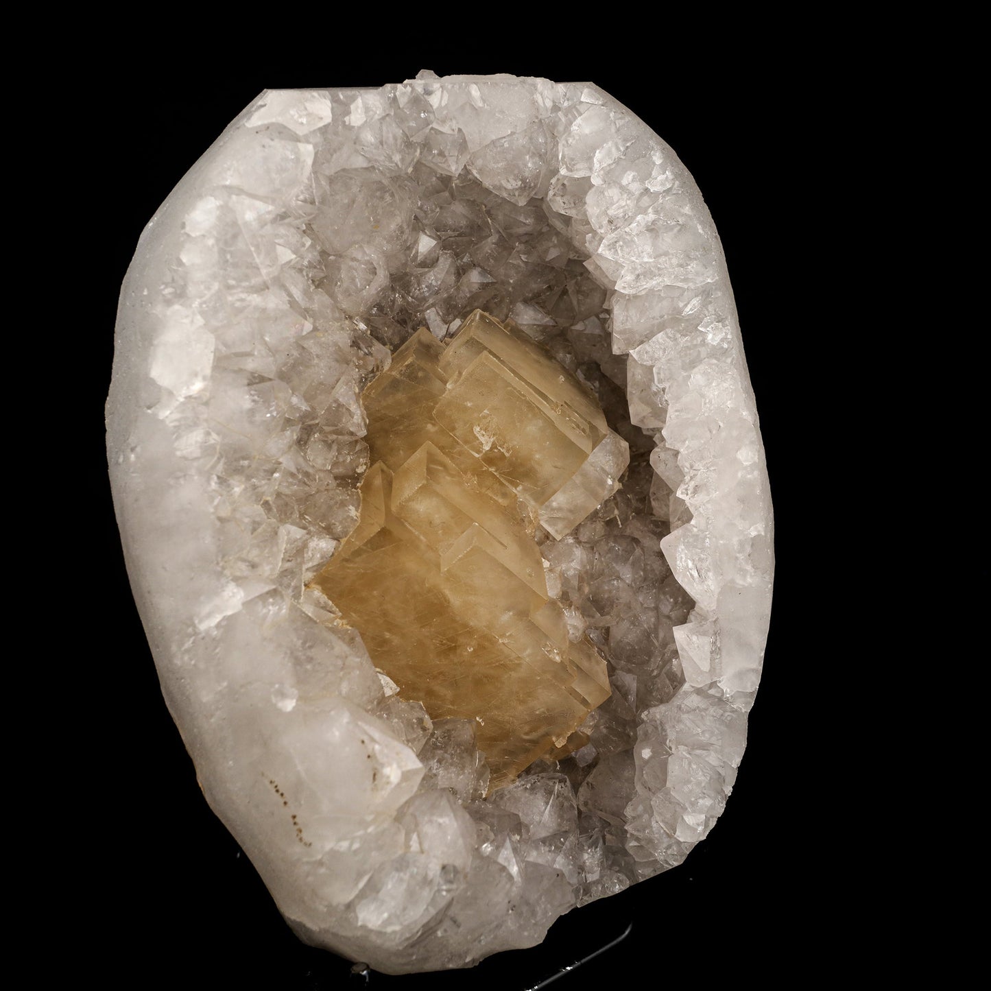 Calcite Crystals on Sparkling MM Quartz Stalactite Natural Mineral Specimen # B 6153 Calcite Superb Minerals 