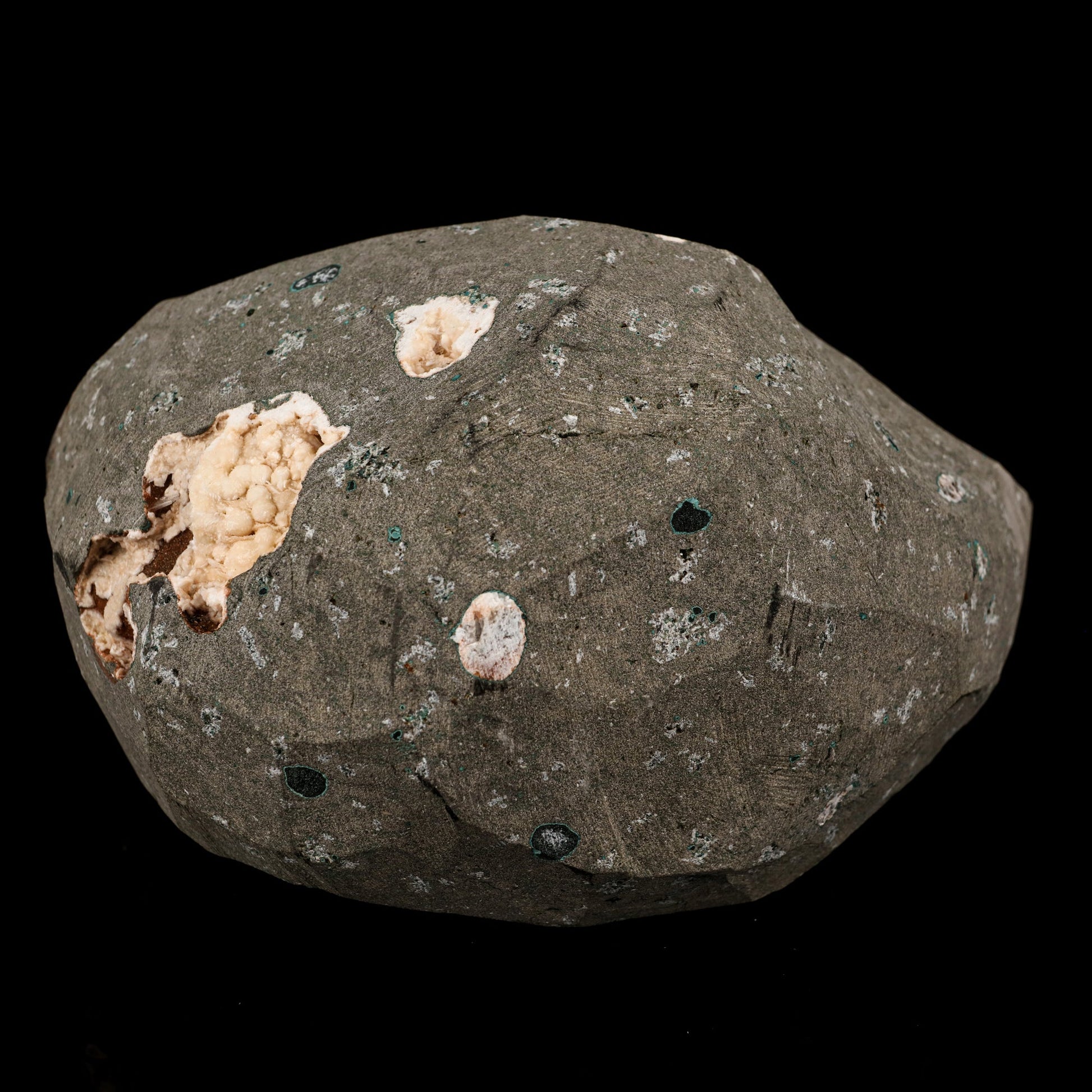 Calcite Cube with stilbite inside Chalcedony Geode Natural Mineral Specimen # B 5894 Calcite Superb Minerals 
