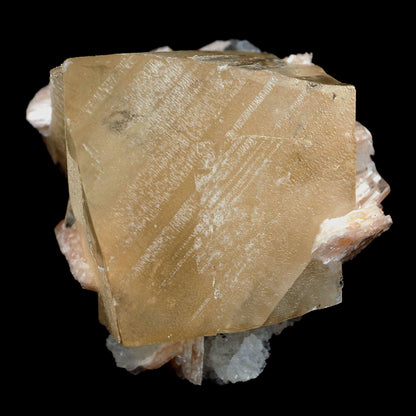 Calcite Cube with Stilbite, MM Quartz Natural Mineral Specimen # B 403…  https://www.superbminerals.us/products/calcite-cube-with-stilbite-mm-quartz-natural-mineral-specimen-b-4030  Features:A dazzling and wonderful gemmy Calcite cubic precious crystal from the Nashik locale in Maharashtra, India. The precious stone is a twisted rhombohedron, tending to practically cubic and measures cubic gems, one arising out of the top face and one further down. The gems are straightforward, absolutely gemmy