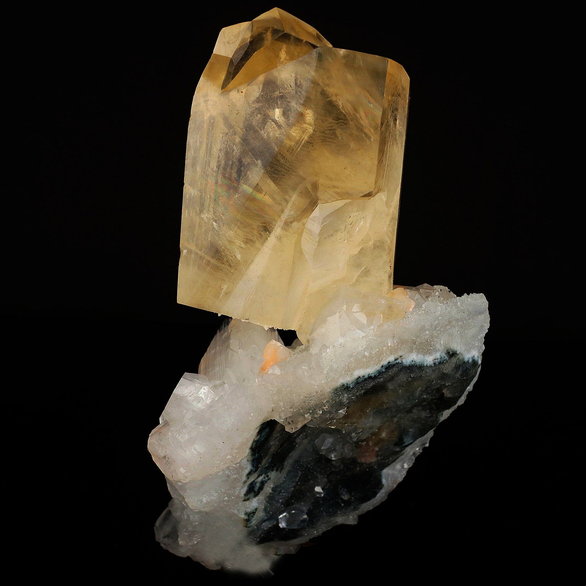 Calcite Golden Color with Apophyllite Natural Mineral Specimen # B 6604 Calcite Superb Minerals 