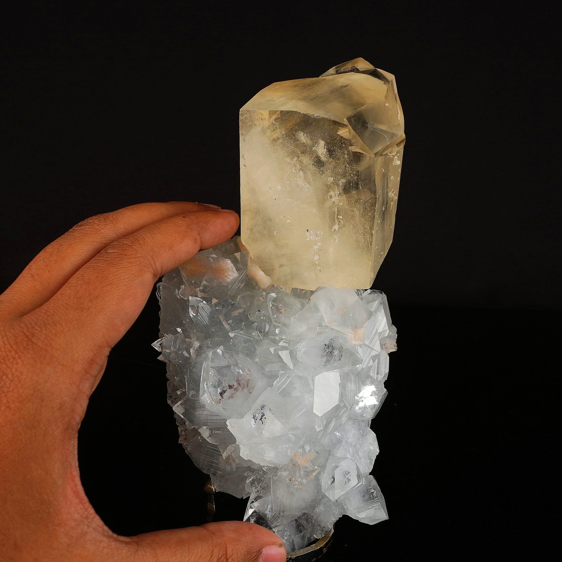 Calcite Golden Color with Apophyllite Natural Mineral Specimen # B 6604 Calcite Superb Minerals 