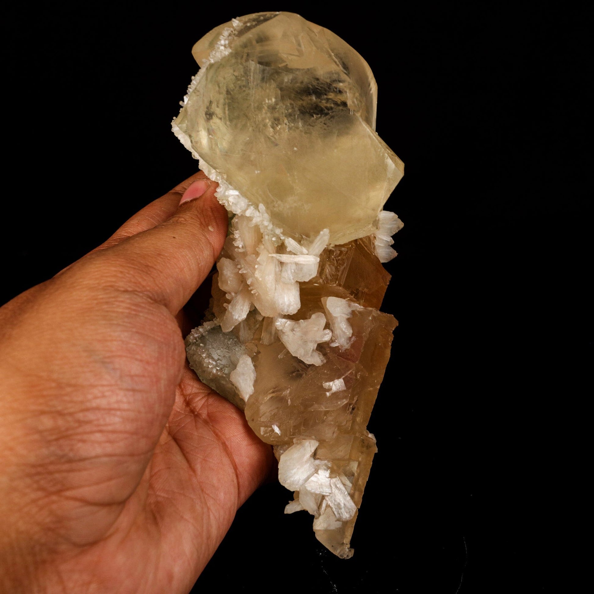Calcite Golden Color with Stilbite Natural Mineral Specimen # B 6616 Calcite Superb Minerals 