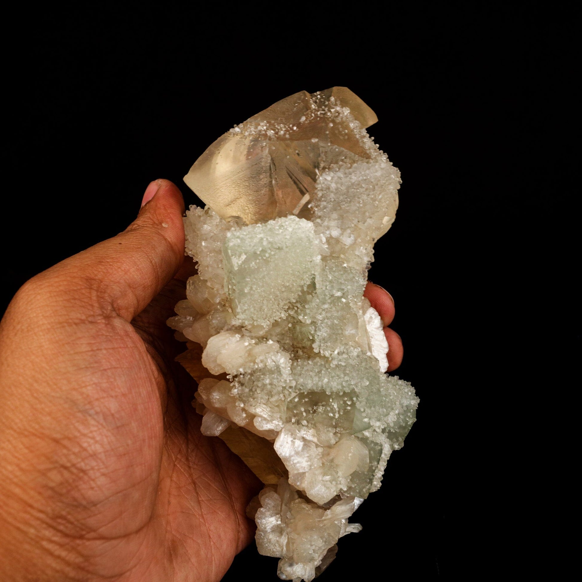 Calcite Golden Color with Stilbite Natural Mineral Specimen # B 6616 Calcite Superb Minerals 