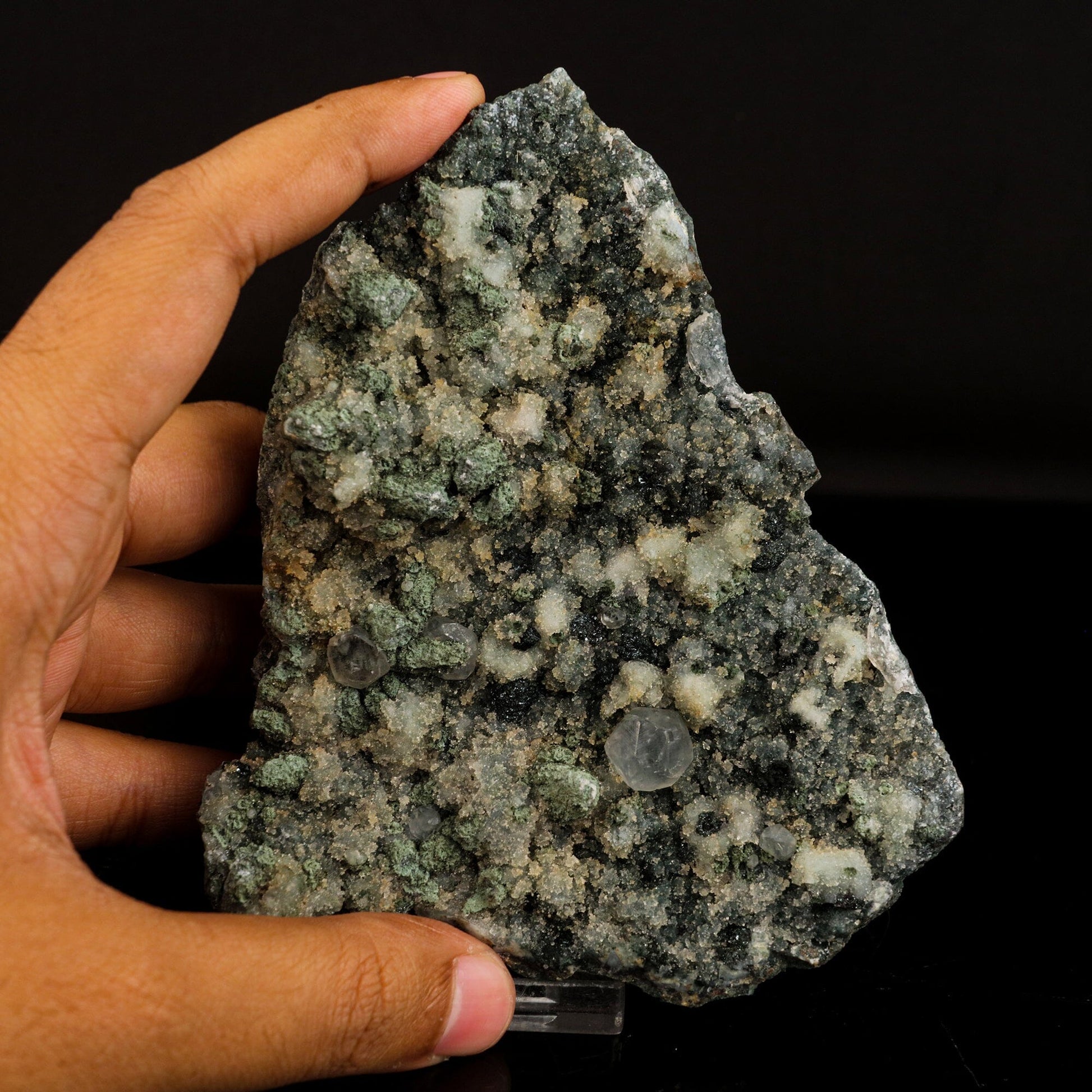 Calcite on Babingtonite & Chalcedony Natural Mineral Specimen # B 6659 Calcite Superb Minerals 