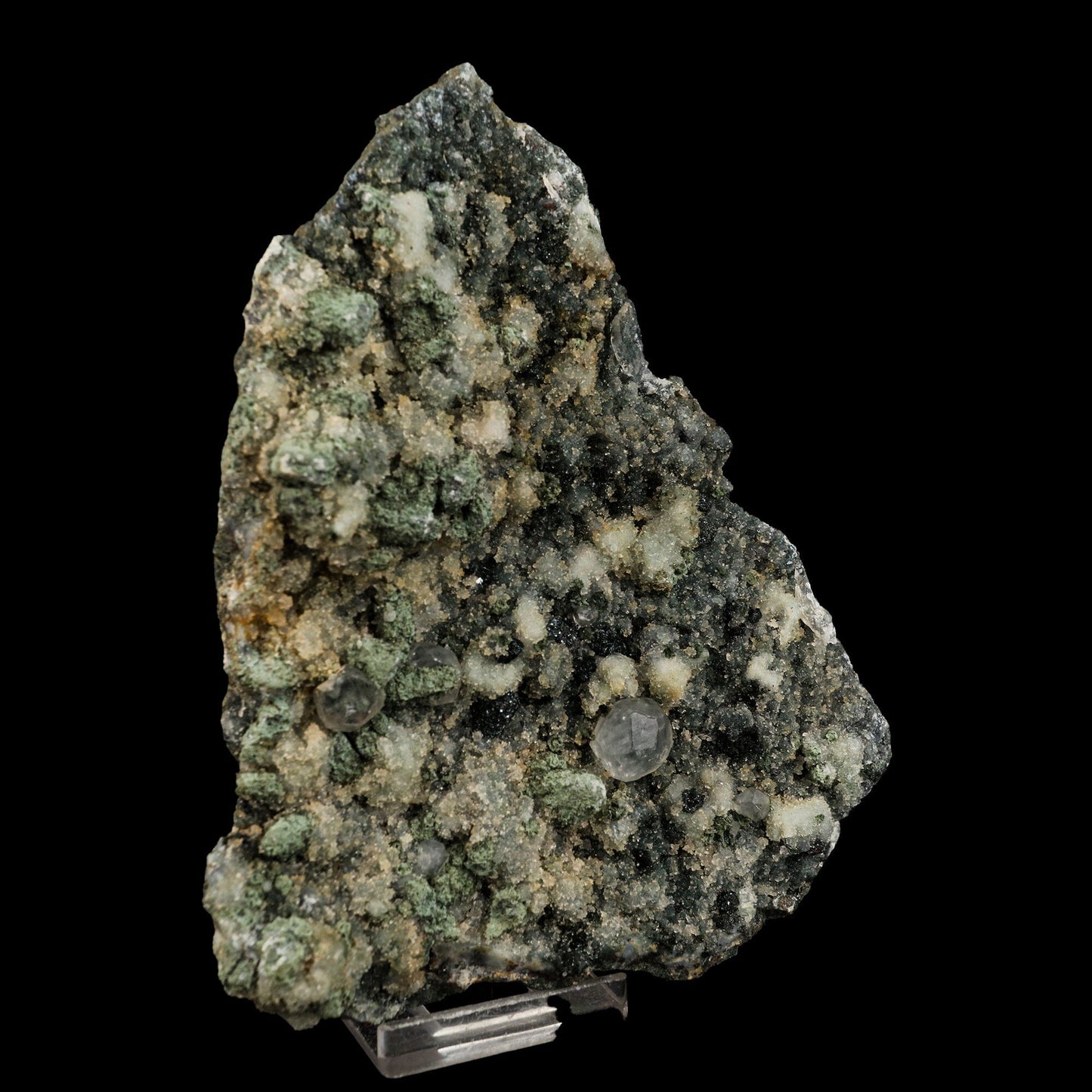 Calcite on Babingtonite & Chalcedony Natural Mineral Specimen # B 6659 Calcite Superb Minerals 