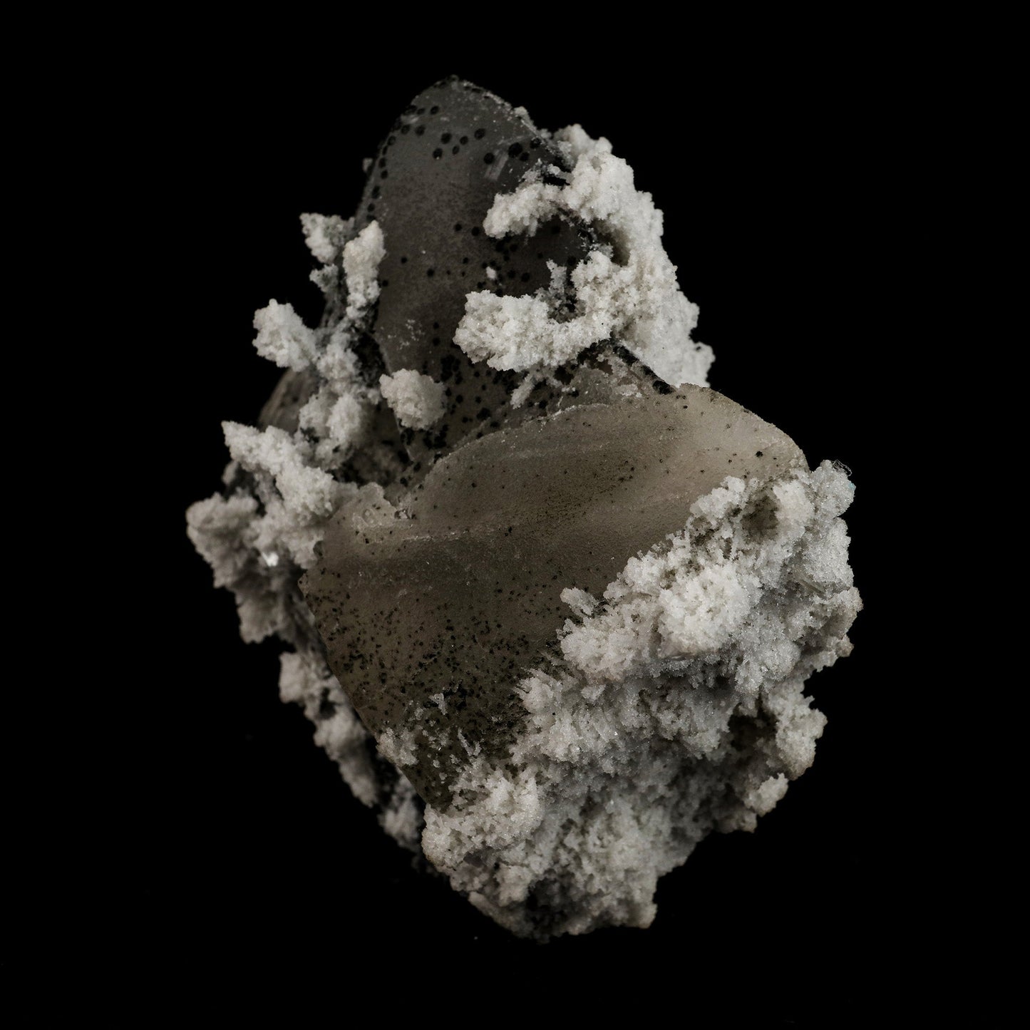 Calcite with Julgodite Rare Find Natural Mineral Specimen # B 5113  https://www.superbminerals.us/products/calcite-with-julgodite-rare-find-natural-mineral-specimen-b-5113  Features: The rare mineral Julgodite covers the basalt matrix. The small crystals, which are quite dark, are noticeable as they contrast well with the crystals of Stilbites, which are doubly-terminated, brilliant, water clear and with sharp pyramids. A floater crystal of Calcite with deposits of Julgoldite. Julgoldite