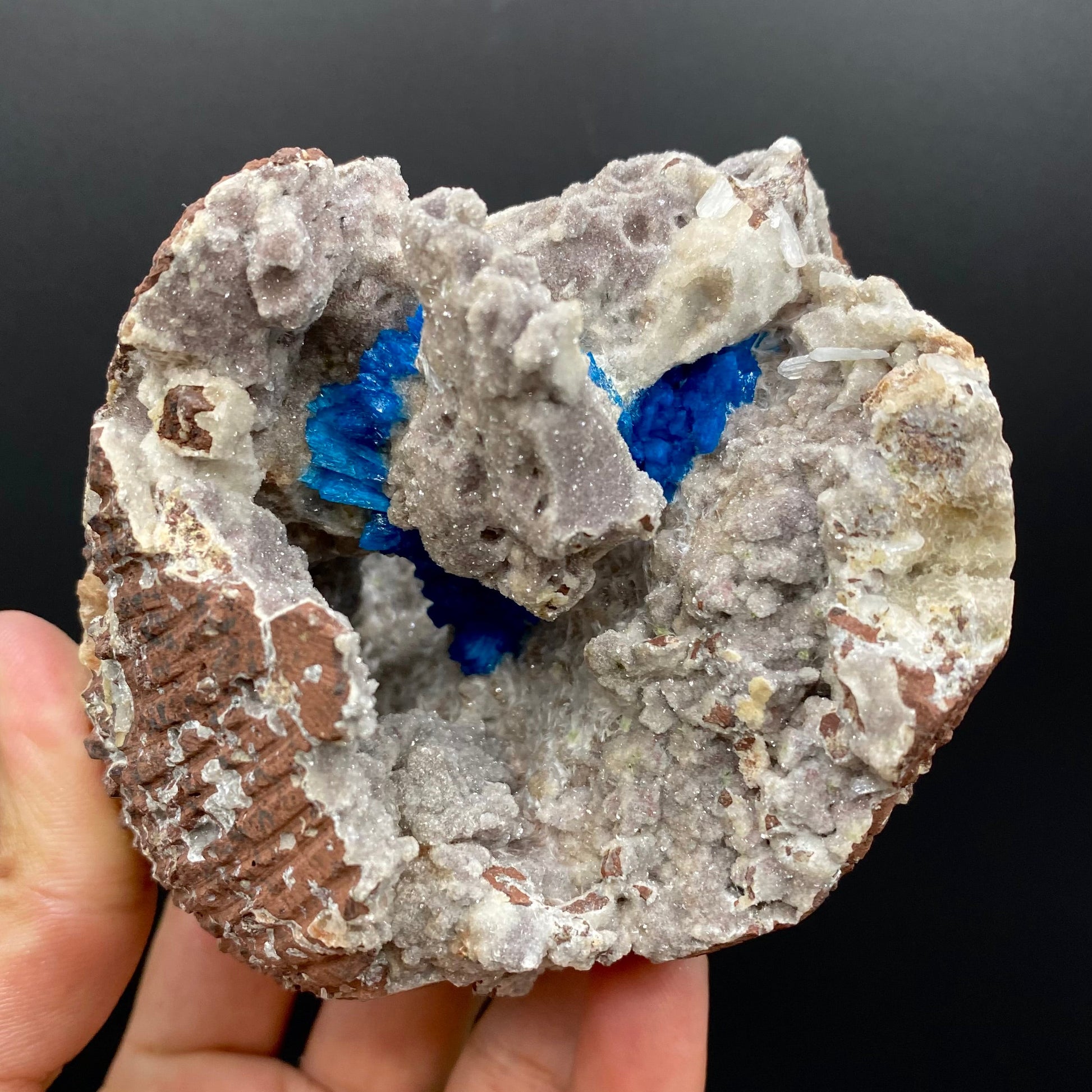 Cavansite Deep Blue in geode Natural Mineral Specimen # DK186 Heulandite Superb Minerals 