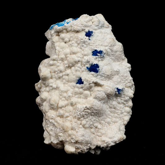 Cavansite on Mordenite Rare Find Natural Mineral Specimen # B 5141  https://www.superbminerals.us/products/cavansite-on-mordenite-rare-find-natural-mineral-specimen-b-5141  Features: Unusual combination of a large spherical rosette diameter of blue-green cavansite crystals on white mordenite-coated matrix . Primary Mineral(s): Cavansite Secondary Mineral(s): MordeniteMatrix: N/A 3 Inch x 2 InchWeight : 76 GmsLocality: Pune, Maharashtra, India Year of Discovery: 2021