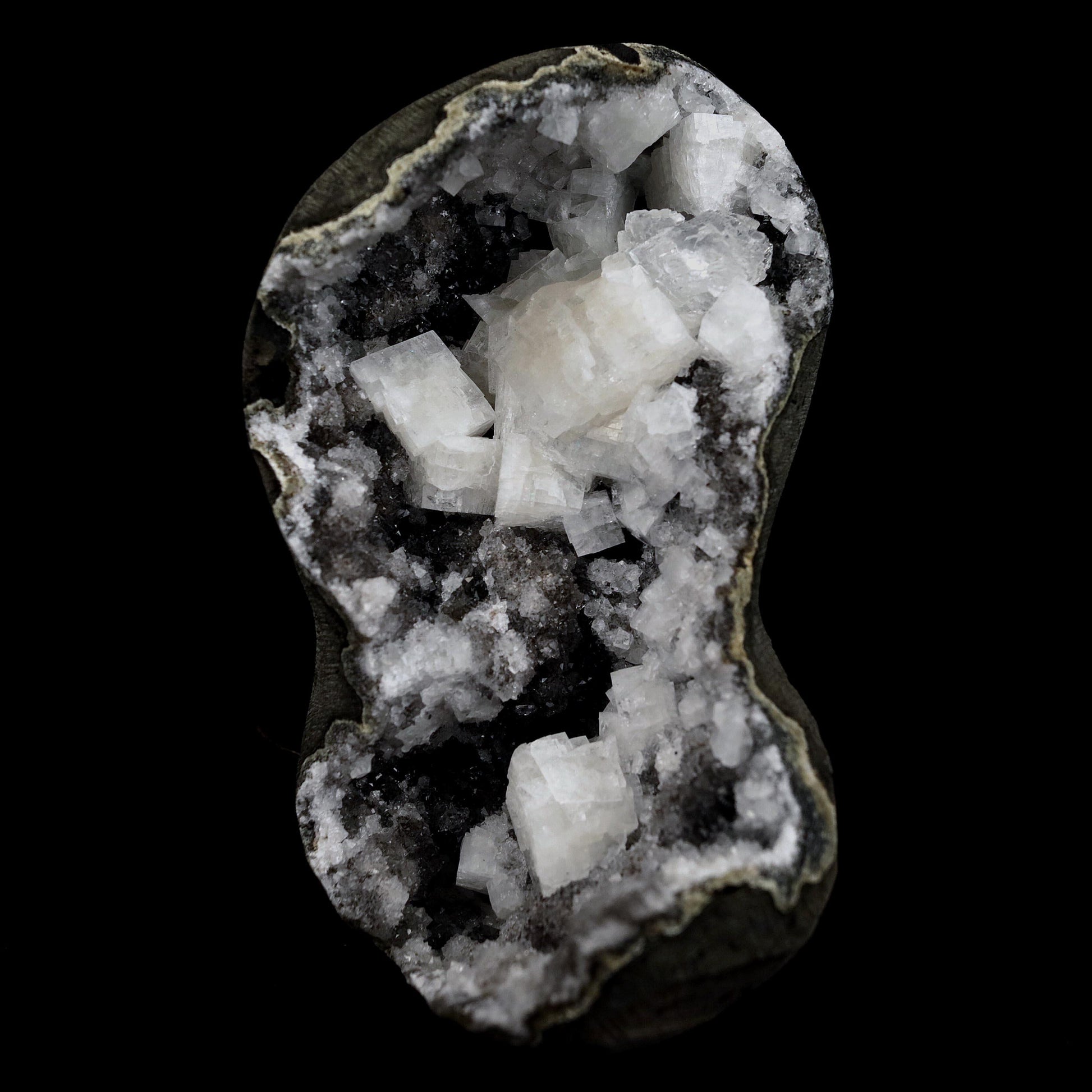 Chabazite Pesudeo Crystals inside Chalcedony Vug Natural Mineral Speci…  https://www.superbminerals.us/products/chabazite-pesudeo-crystals-inside-chalcedony-vug-natural-mineral-specimen-b-4661  Features: Exquisite basalt vug lined with sparkly drusy chalcedony, and containing excellent crystals of Chabazite. The Chabazite is over across, has superb luster, and appears to be twinned. The Epistilbite crystals are tall and have good luster. A great combination piece.Primary Mineral(s): Chabazite