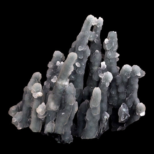 Chalcedony Coral Natural Mineral Specimen # B 4831  https://www.superbminerals.us/products/chalcedony-coral-natural-mineral-specimen-b-4831  Features: Magnificent specimen of delicate Chalcedony stalactites. The Chalcedony elongated structure is amazing. The stalactites are complete all over, colorless with milky white inclusions in the center, very sparkling and frosty. Many of them are doubly terminated. The Chalcedony stalactites are very lustrous