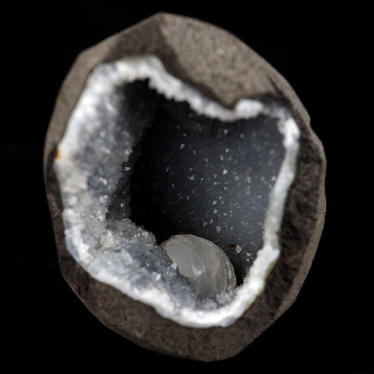 Epi-Stilbite Inside MM Quartz Geode Natural Mineral Specimen # B 4776  https://www.superbminerals.us/products/epi-stilbite-inside-mm-quartz-geode-natural-mineral-specimen-b-4776  Features: A rare specimen with magnificent, complete, radial aggregates of white, bladed Epistilbite across and poised on the basalt matrix. The complete Epistilbite group is undamaged, and the item stands out brilliantly. Keep in mind that the bulk of Epistilbite crystals discovered outside of India are micros,